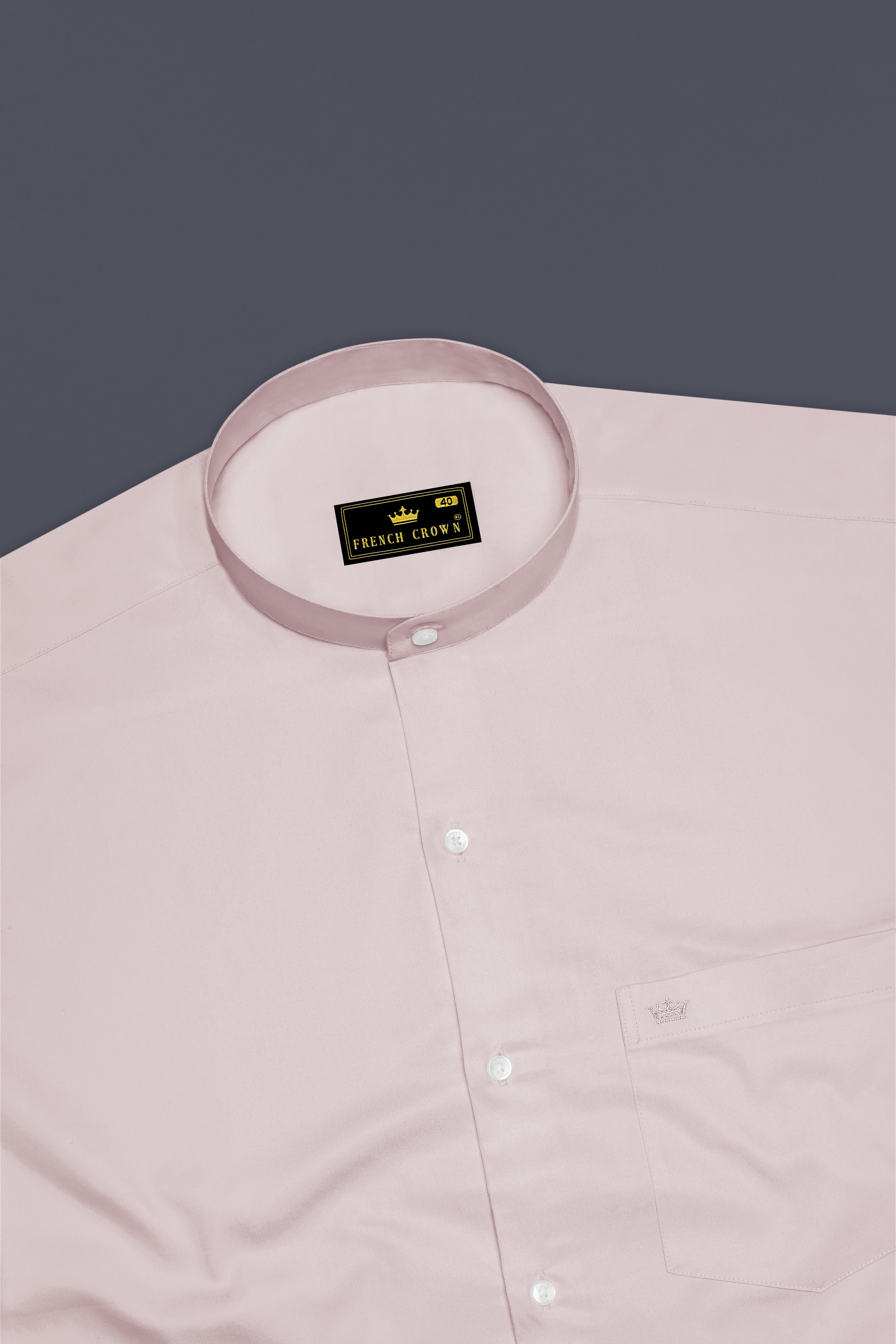 Lumivon-Silver Cream Subtle Sheen Super Soft Premium Cotton Mandarin Dress Shirt