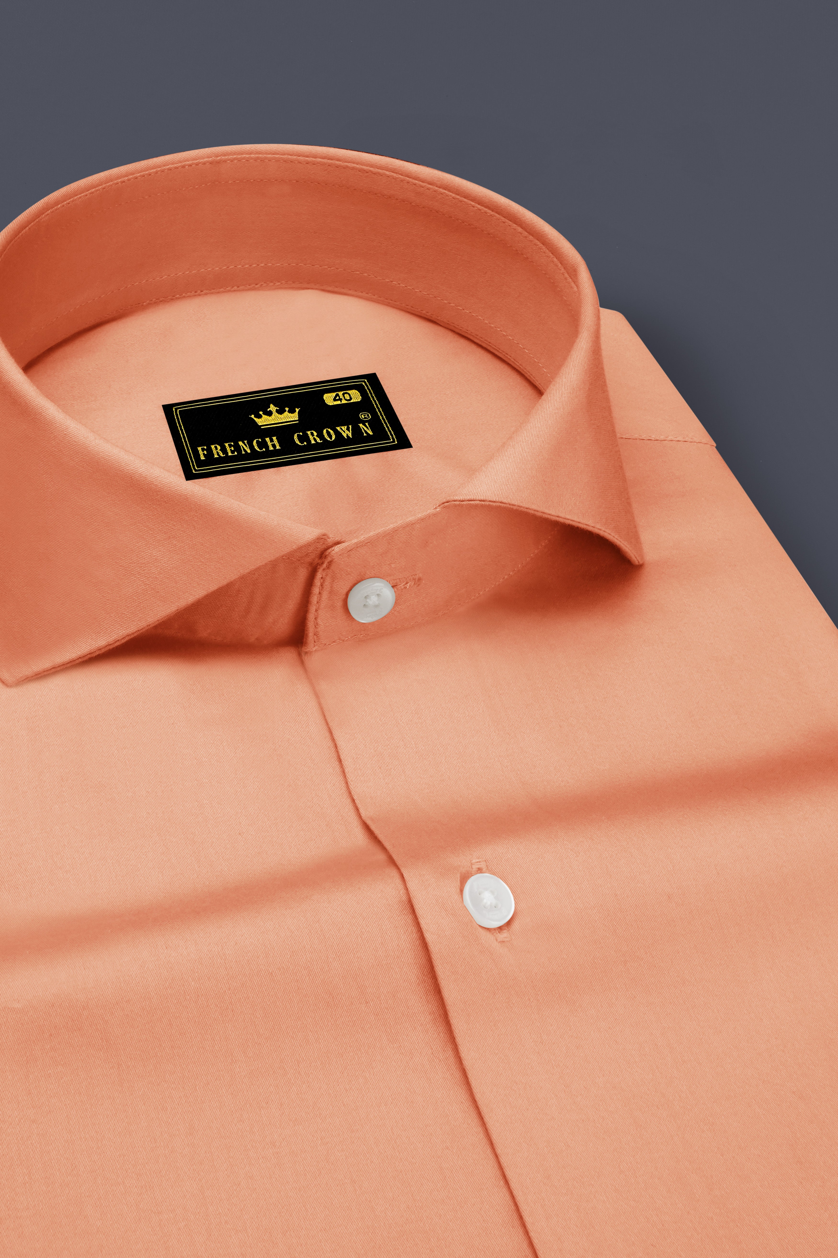 Solvoro-Tumbleweed Orange Subtle Sheen Super Soft Premium Cotton Cut Away Collar Dress Shirt