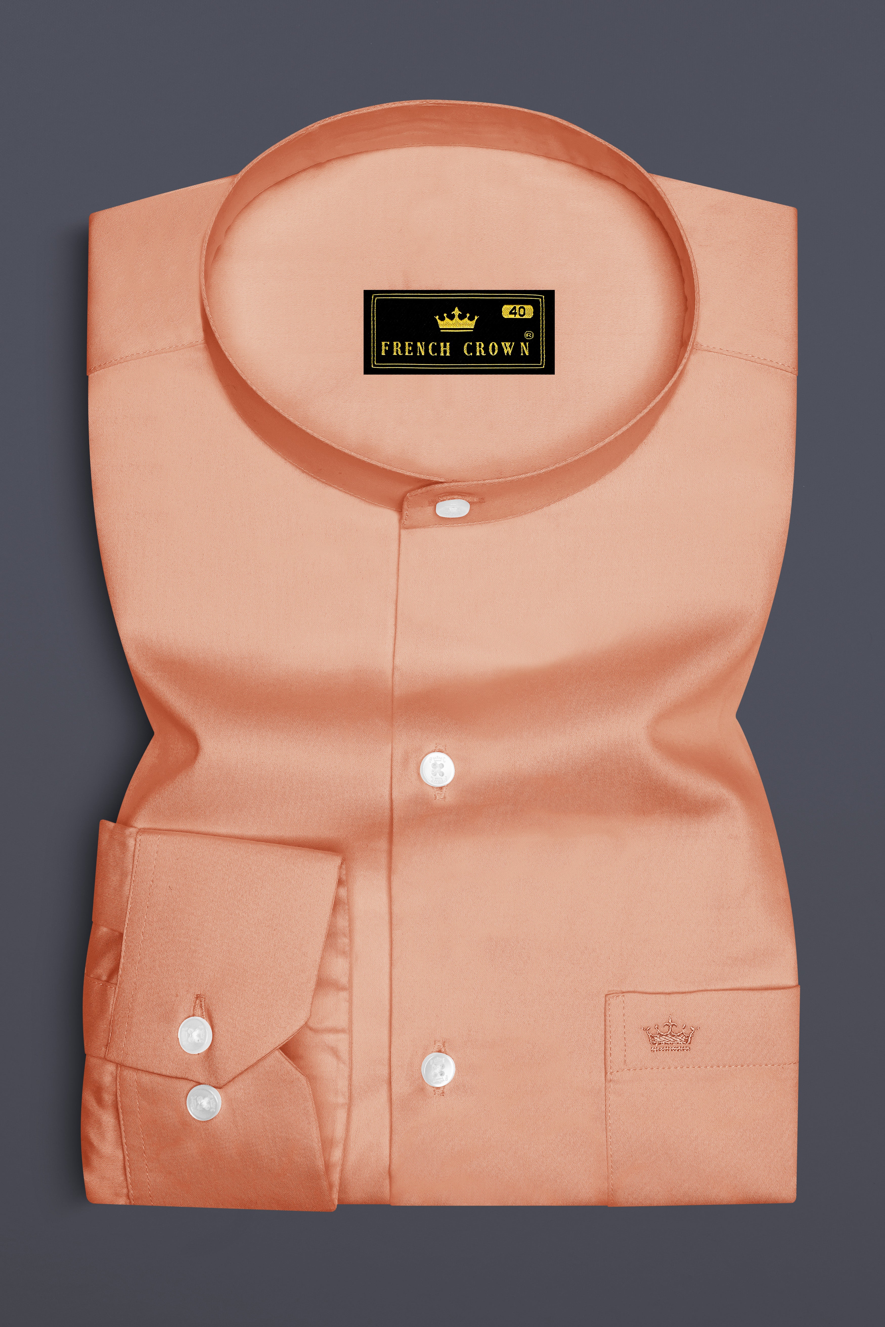 Solvoro-Tumbleweed Orange Subtle Sheen Super Soft Premium Cotton Mandarin Dress Shirt