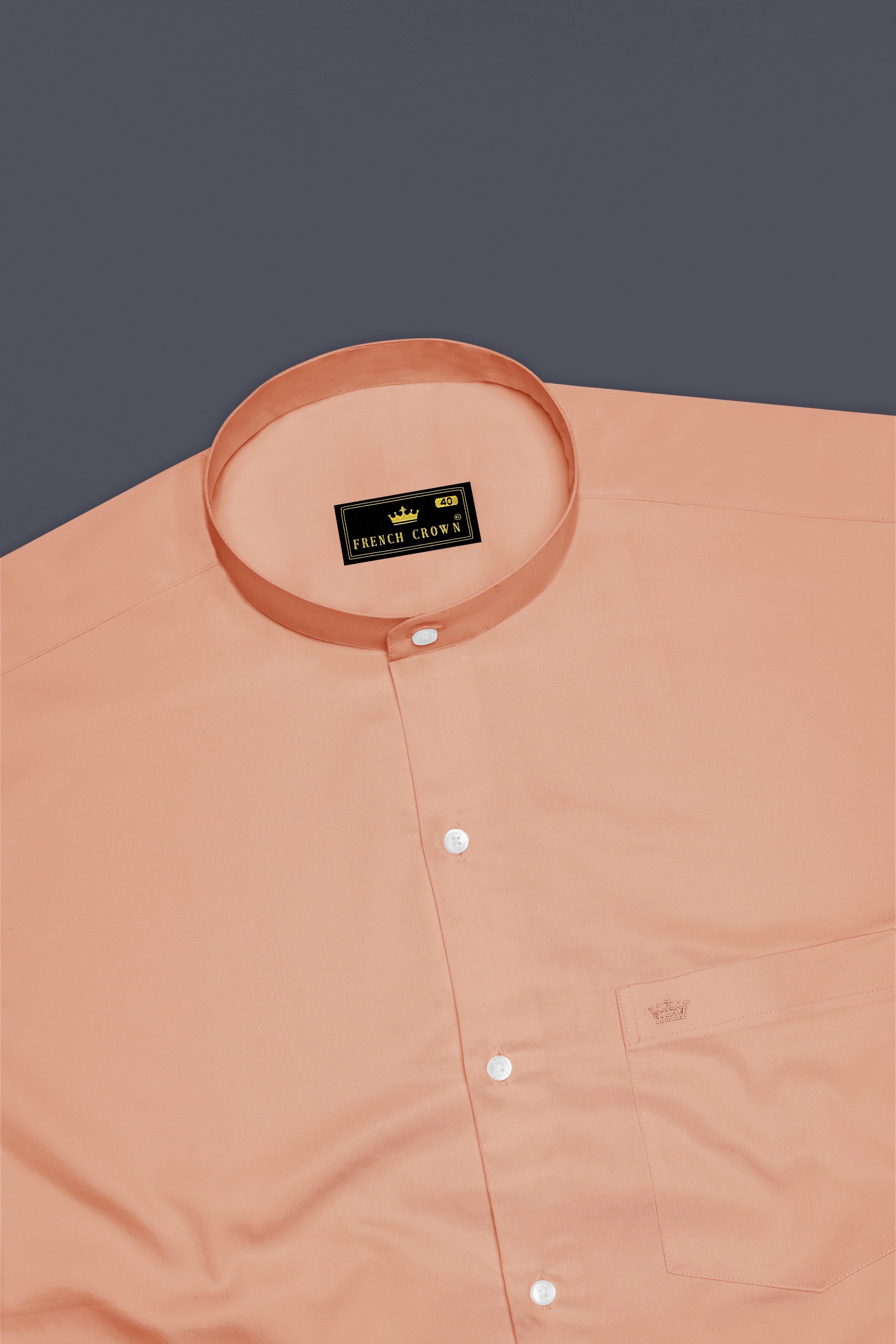 Solvoro-Tumbleweed Orange Subtle Sheen Super Soft Premium Cotton Mandarin Dress Shirt
