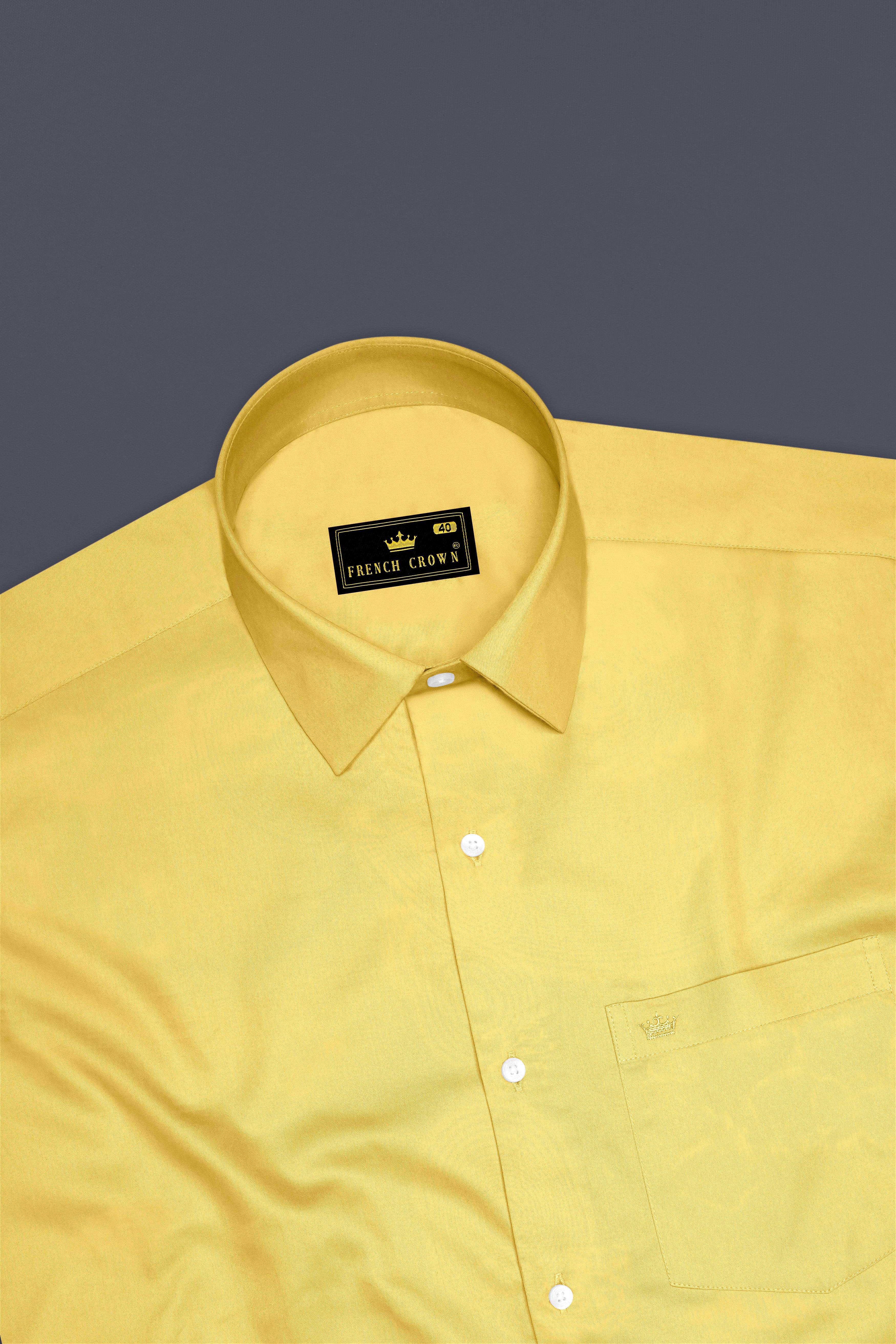 Aurion-Desert Yellow Subtle Sheen Super Soft Premium Cotton Dress Shirt