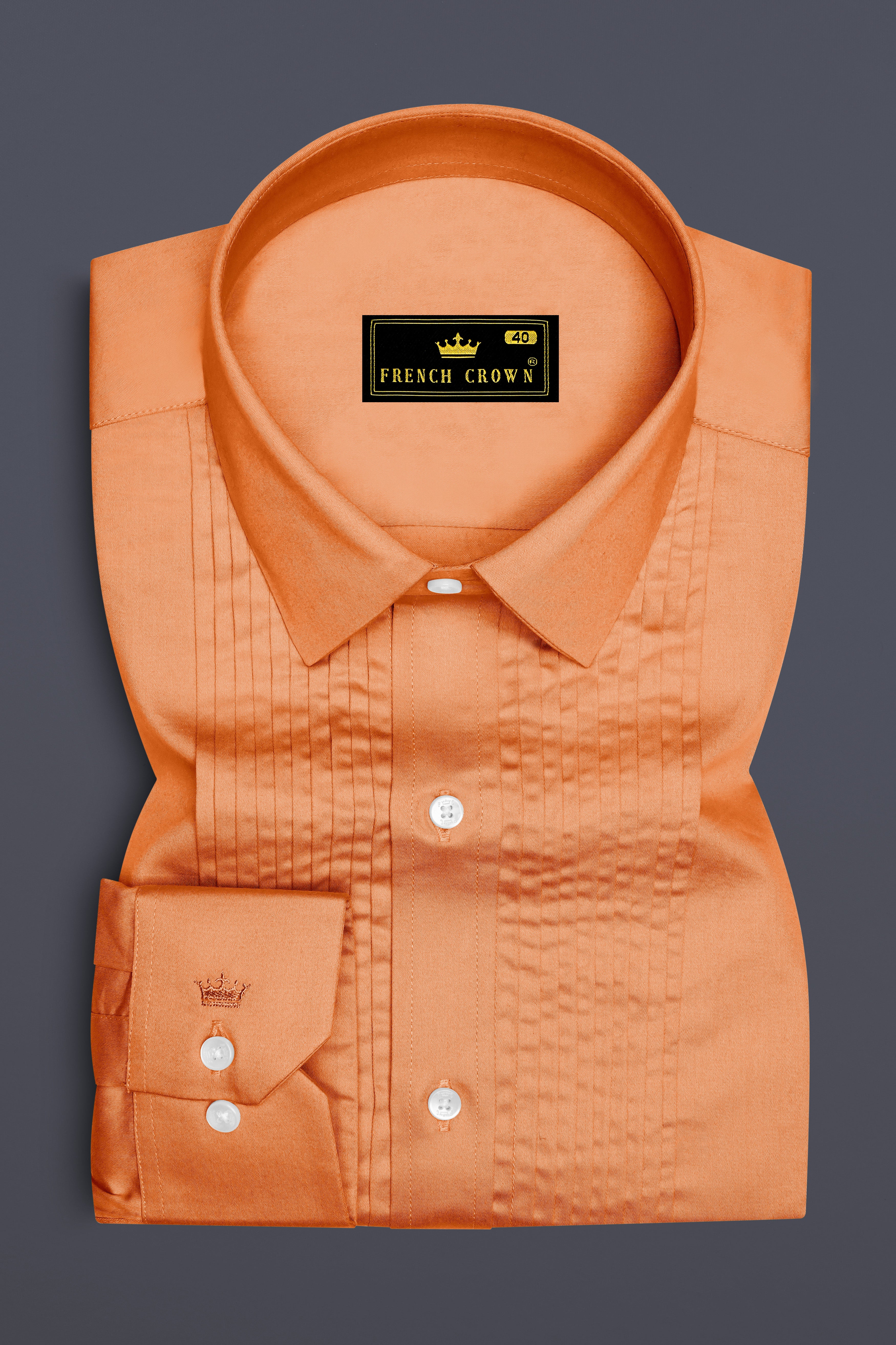 Safforo-Persian Orange Subtle Sheen Super Soft Premium Cotton Tuxedo Dress Shirt