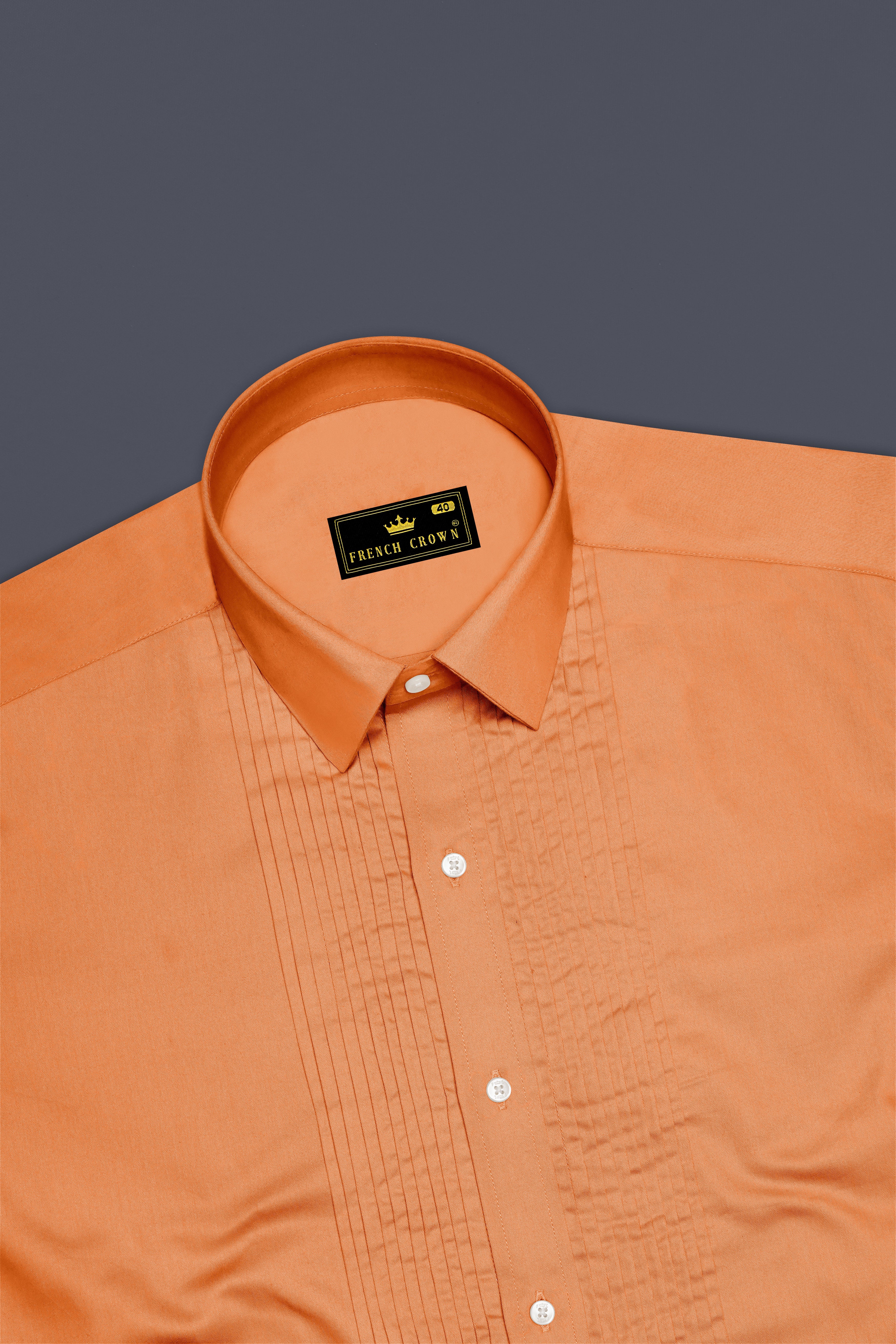 Safforo-Persian Orange Subtle Sheen Super Soft Premium Cotton Tuxedo Dress Shirt