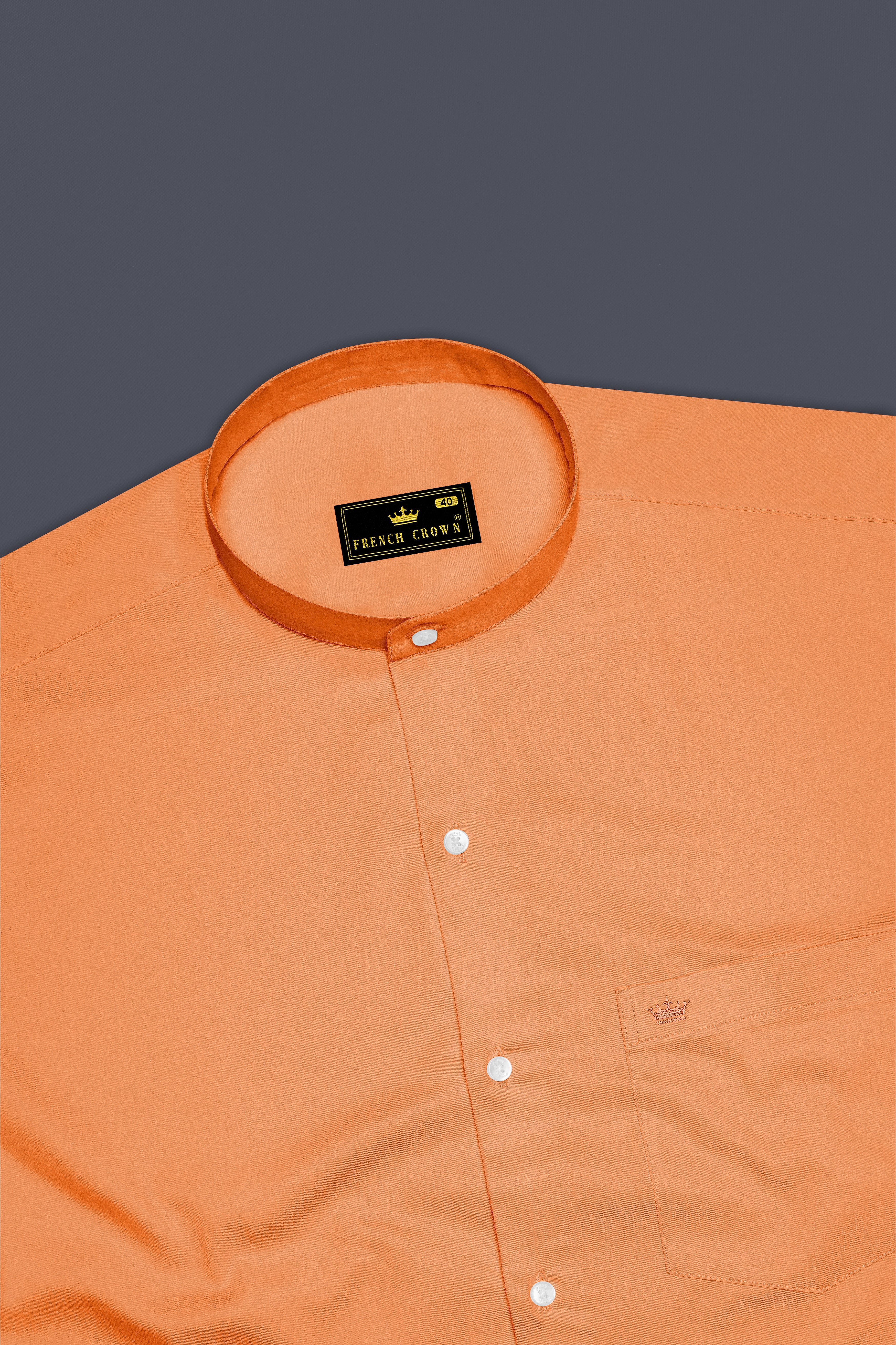 Safforo-Persian Orange Subtle Sheen Super Soft Premium Cotton Mandarin Dress Shirt