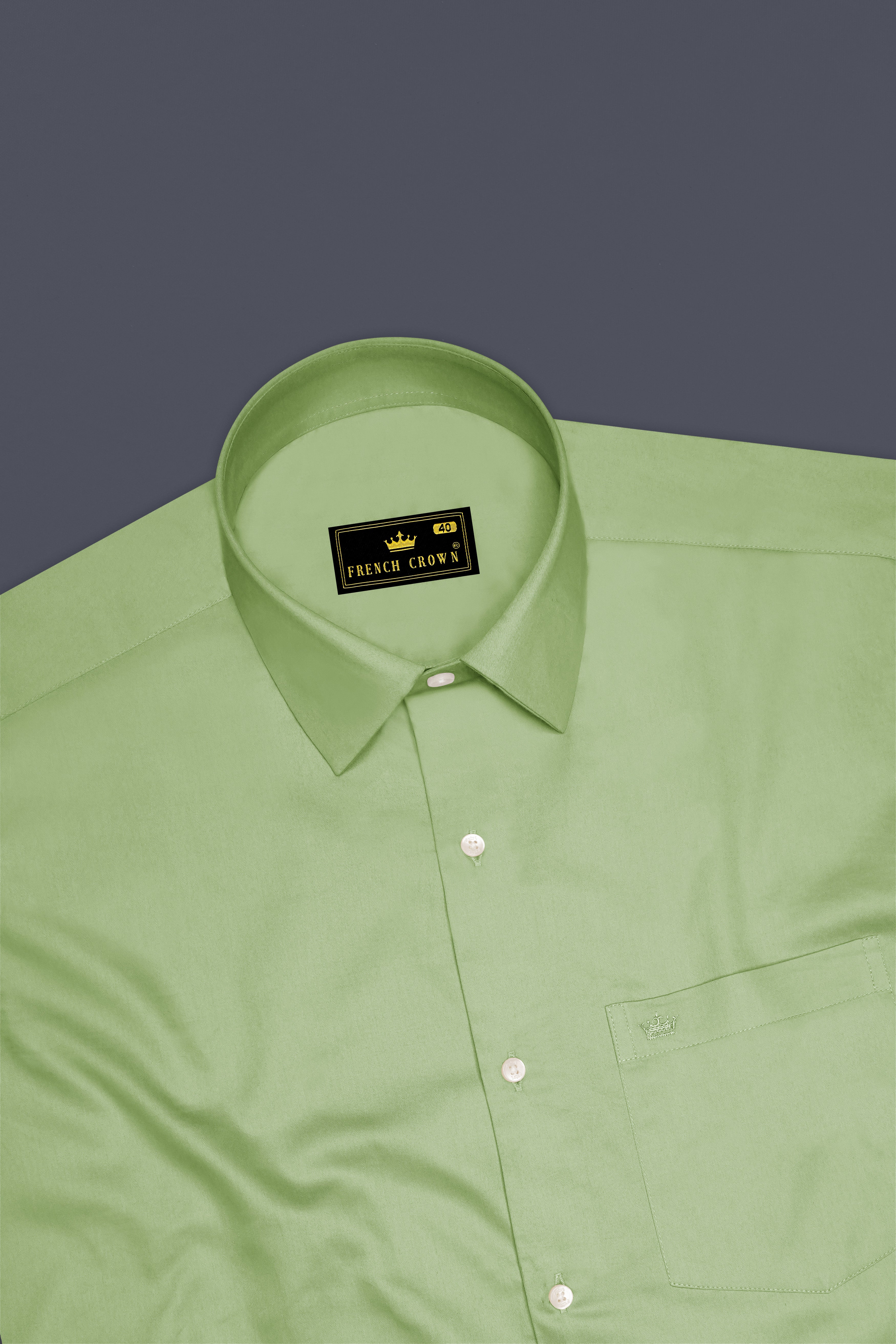 Verdan-Tan Green Subtle Sheen Super Soft Premium Cotton Dress Shirt