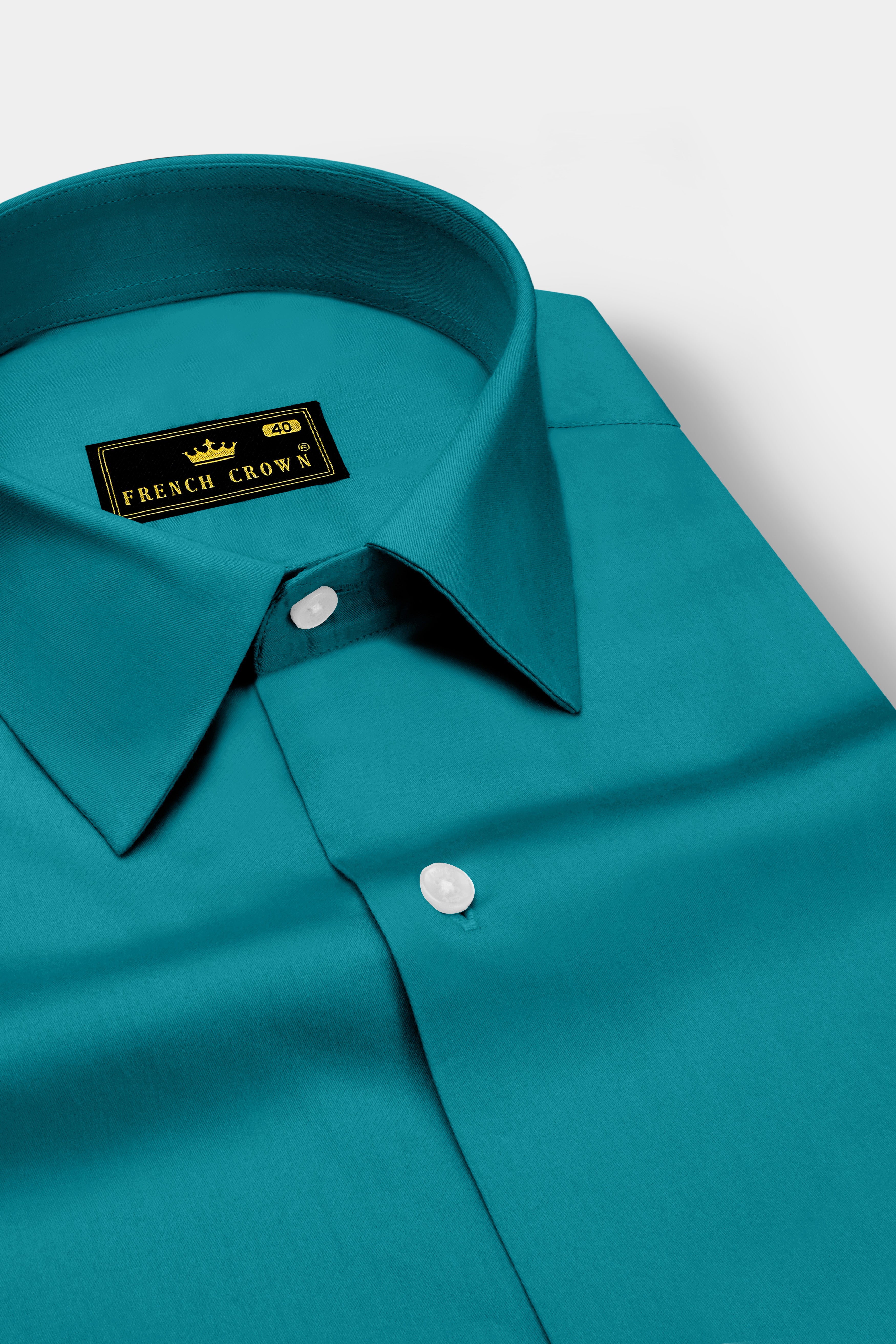 Emeron-Teal green Subtle Sheen Super Soft Premium Cotton Dress Shirt