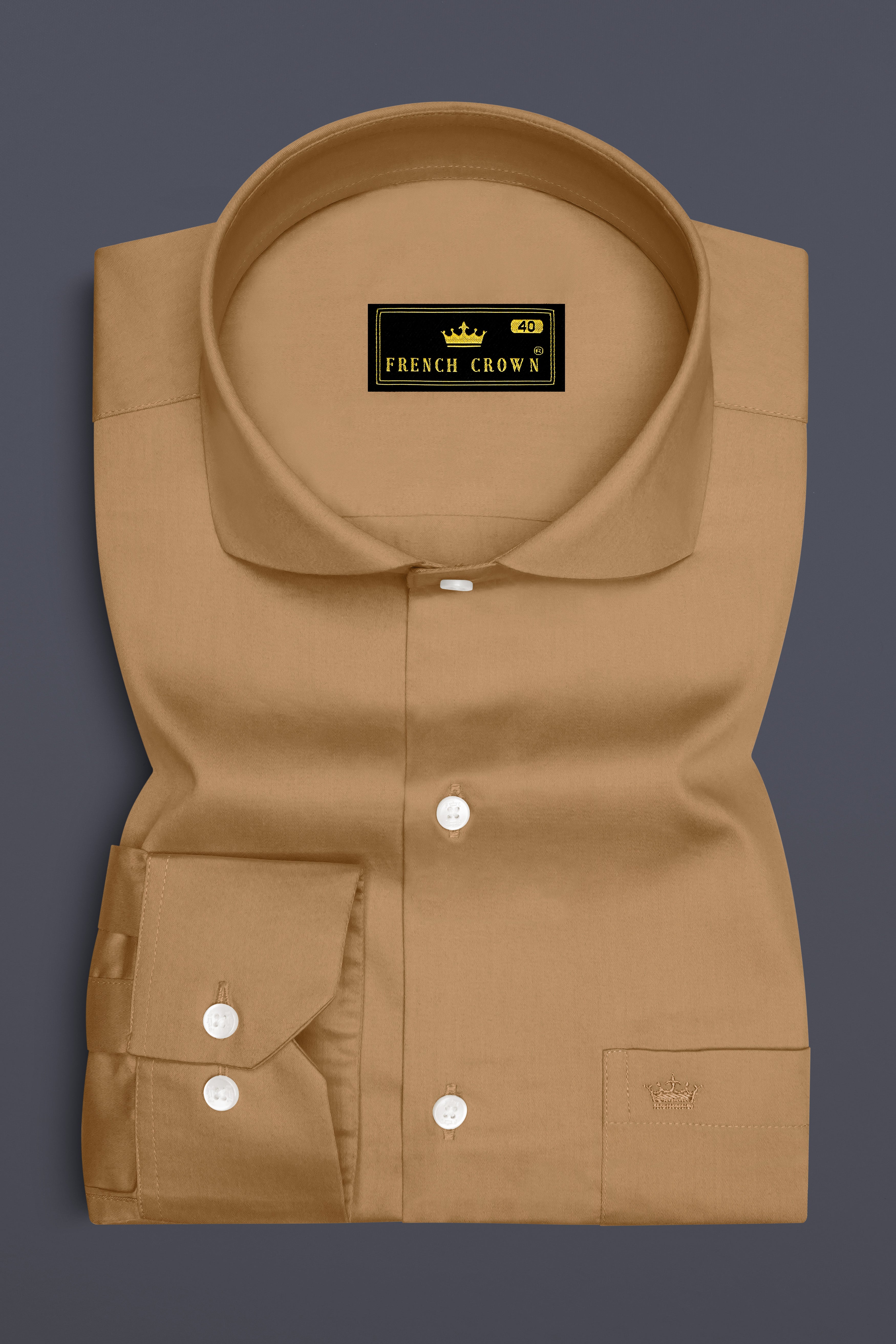 Woodoro-Driftwood Yellow Subtle Sheen Super Soft Premium Cotton Cut Away Collar Dress Shirt