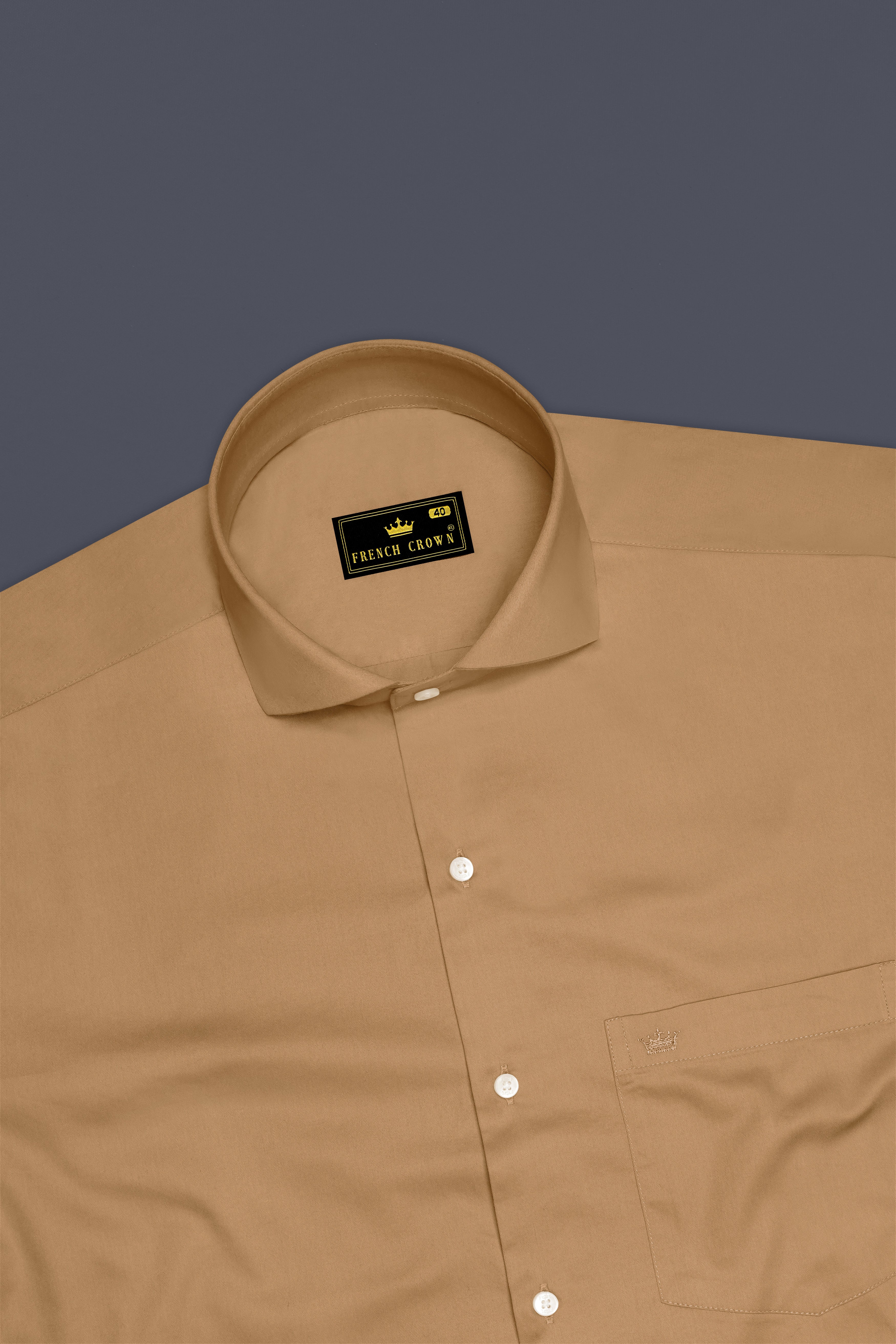 Woodoro-Driftwood Yellow Subtle Sheen Super Soft Premium Cotton Cut Away Collar Dress Shirt