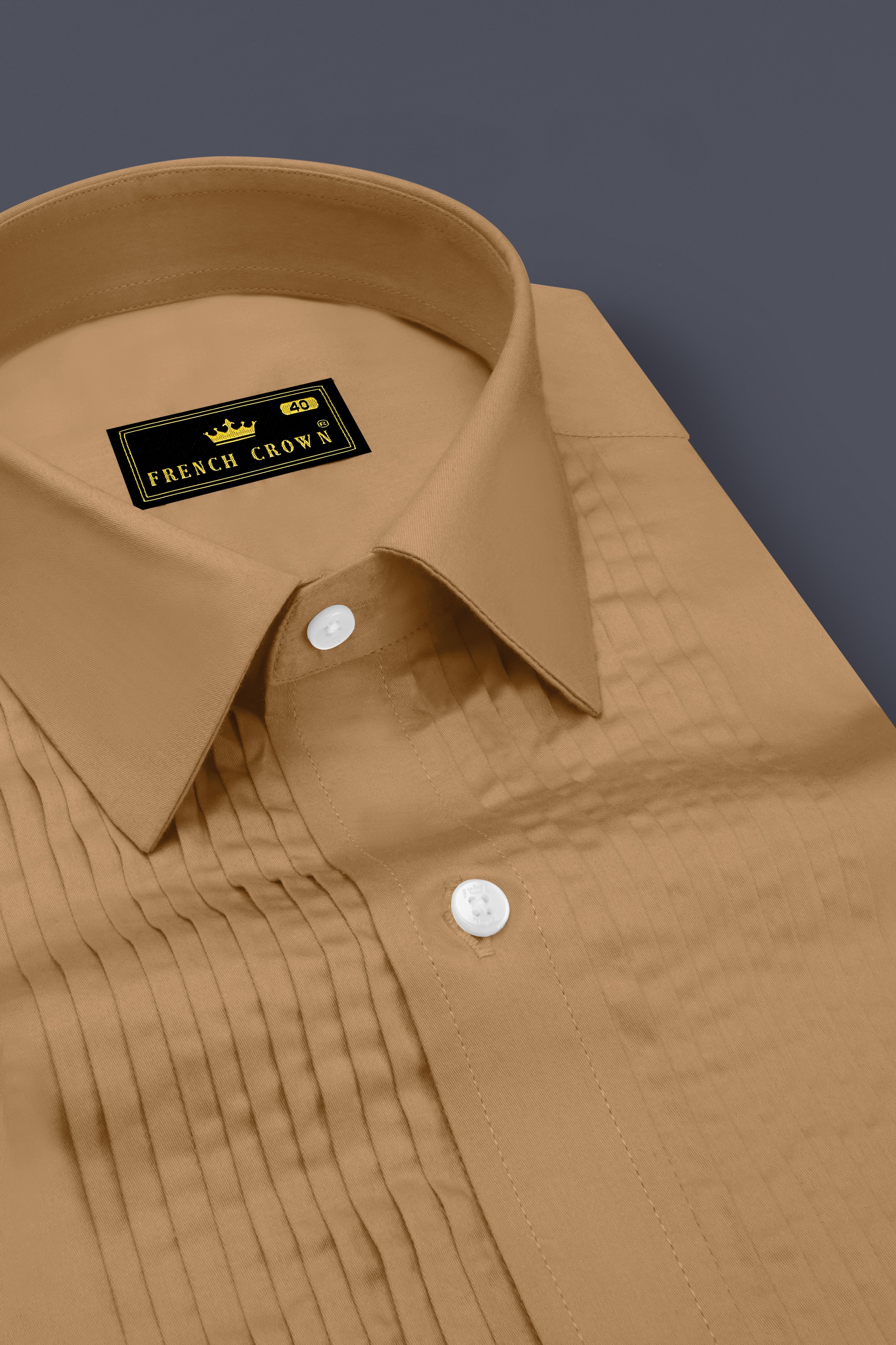 Woodoro-Driftwood Yellow Subtle Sheen Super Soft Premium Cotton Tuxedo Dress Shirt