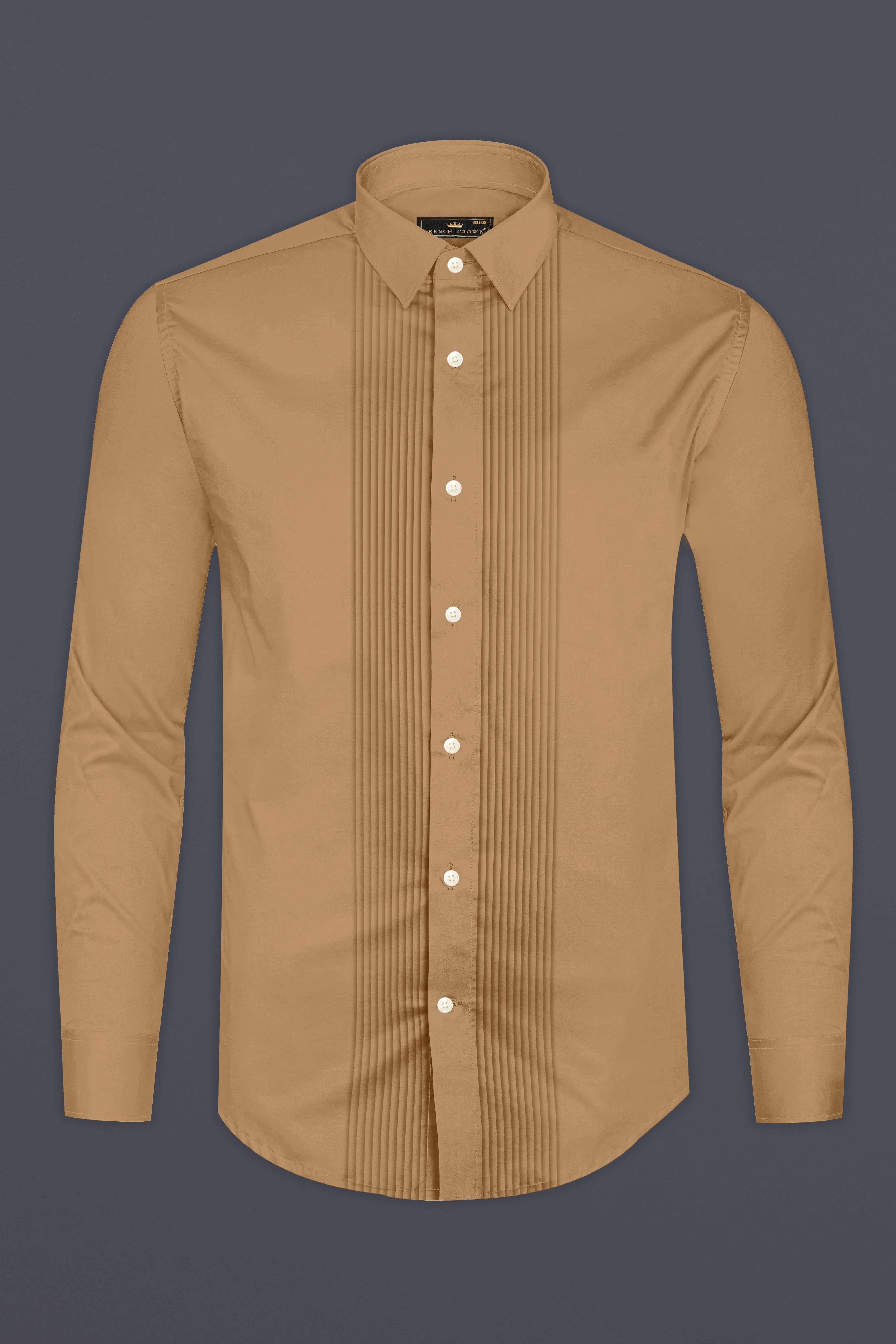 Woodoro-Driftwood Yellow Subtle Sheen Super Soft Premium Cotton Tuxedo Dress Shirt