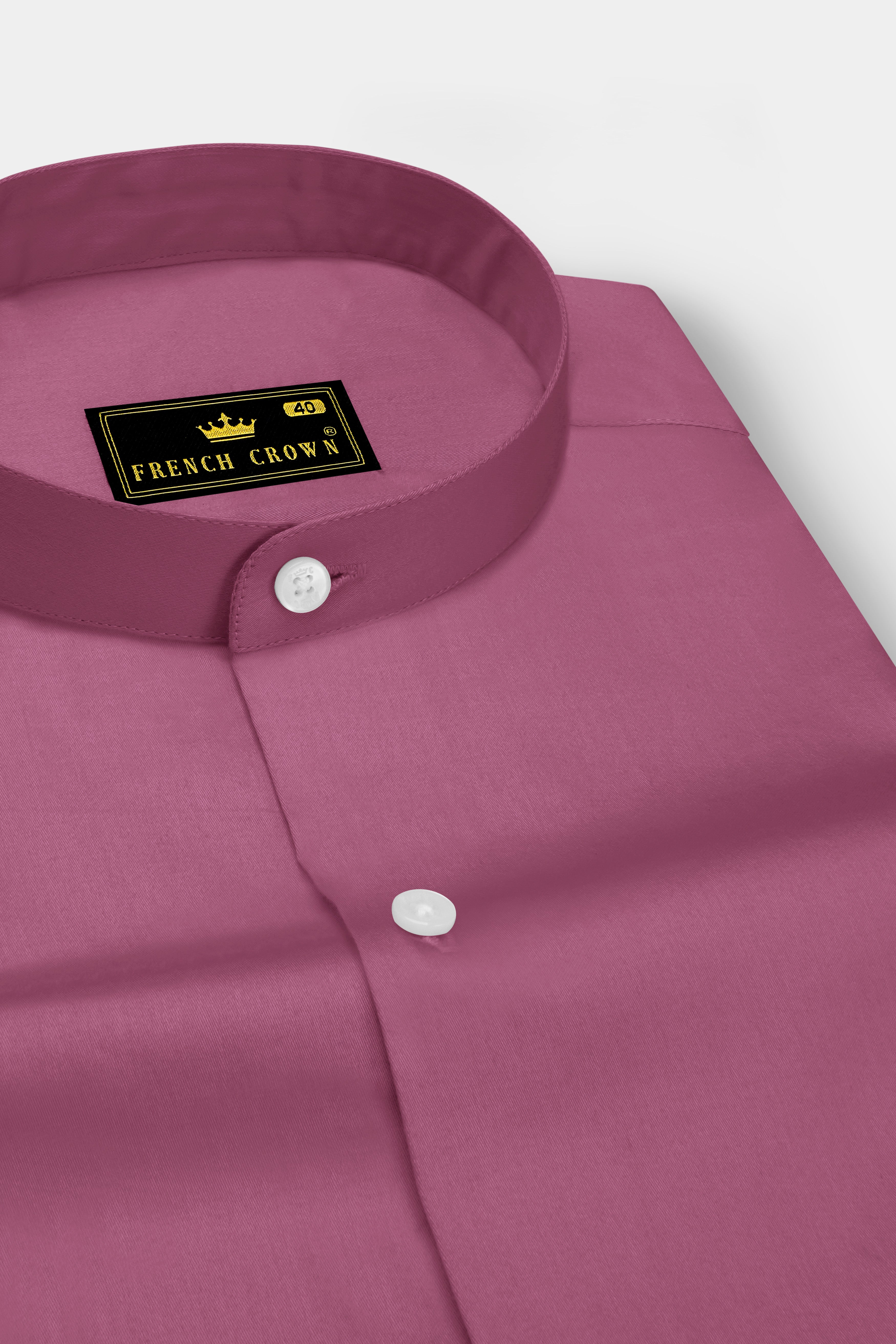 Stelloro-Cosmic Pink Subtle Sheen Super Soft Premium Cotton Mandarin Dress Shirt