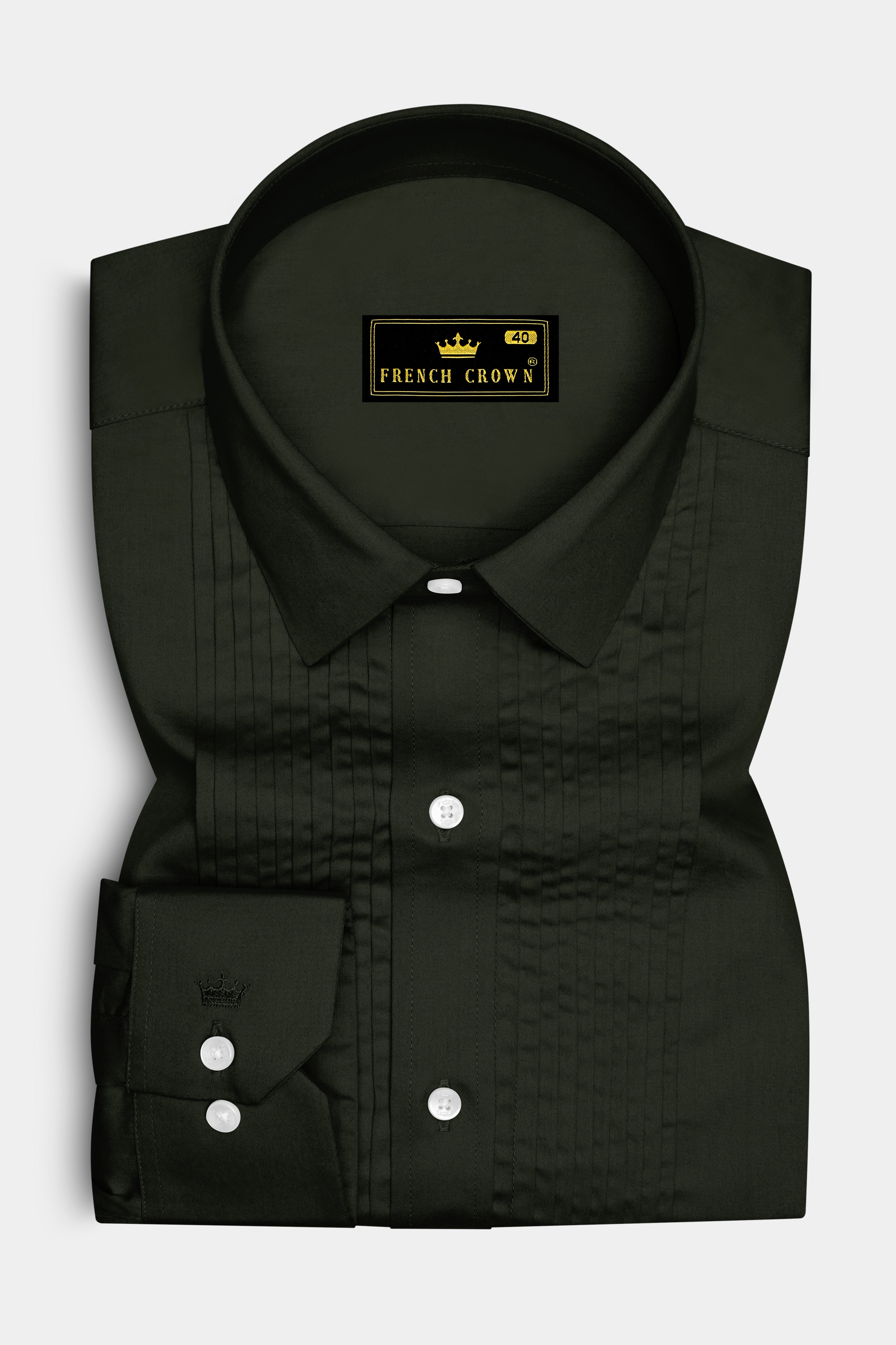 Emeron-Rangoon Green Subtle Sheen Super Soft Premium Cotton Tuxedo Dress Shirt