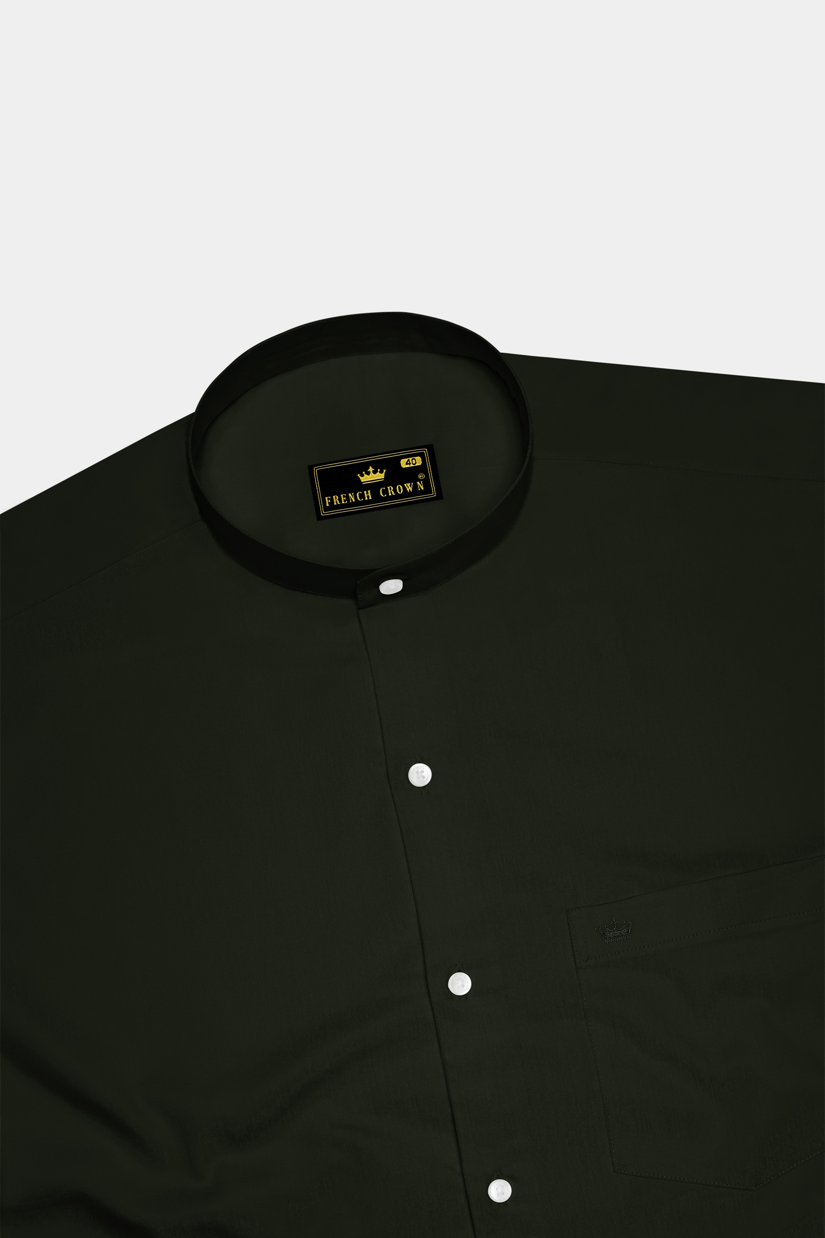 Emeron-Rangoon Green Subtle Sheen Super Soft Premium Cotton Mandarin Dress Shirt