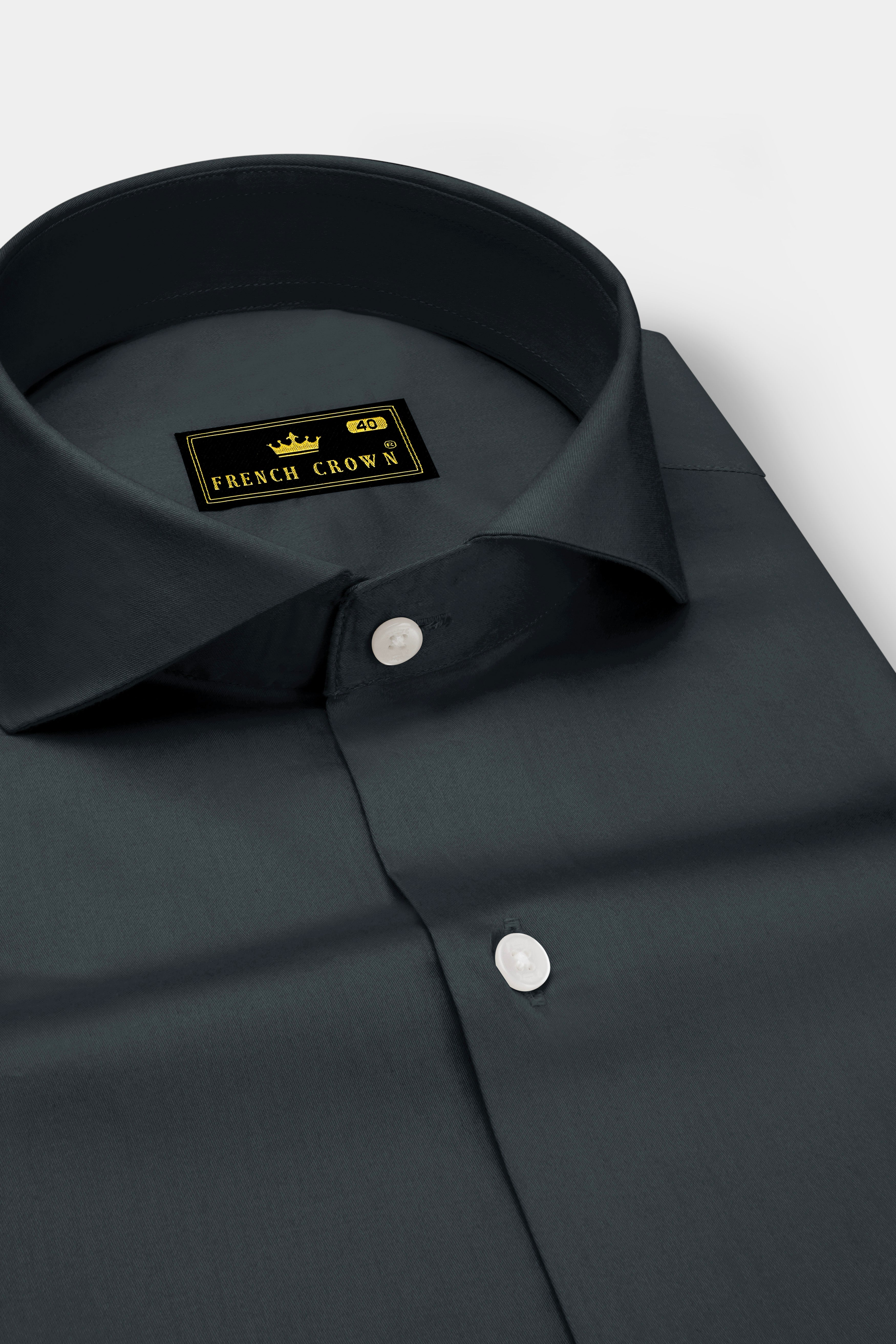 Nocturo-Charcoal Gray Subtle Sheen Super Soft Premium Cotton Cut Away Collar Dress Shirt
