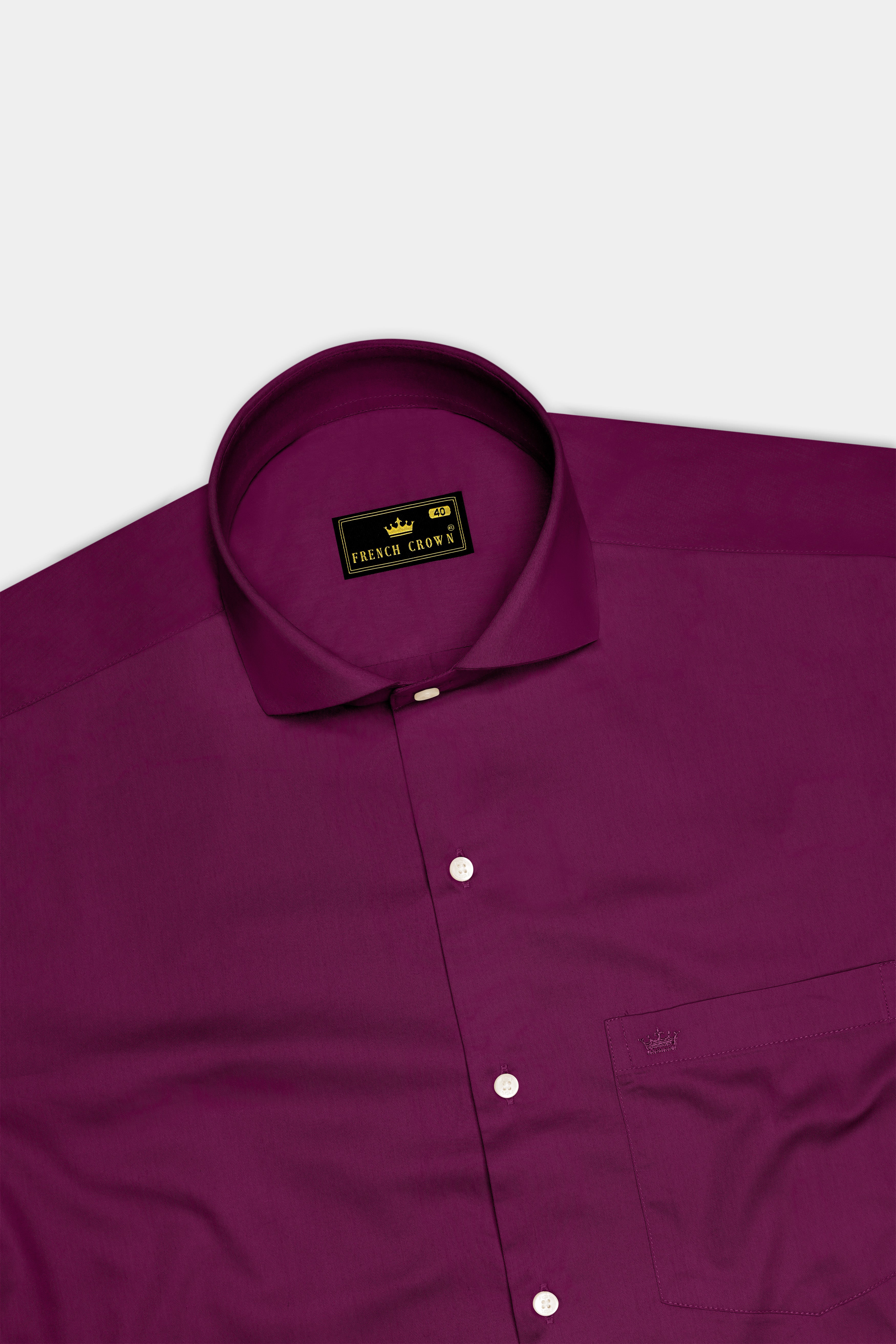 Regalis-Grape Purple Subtle Sheen Super Soft Premium Cotton Cut Away Collar Dress Shirt