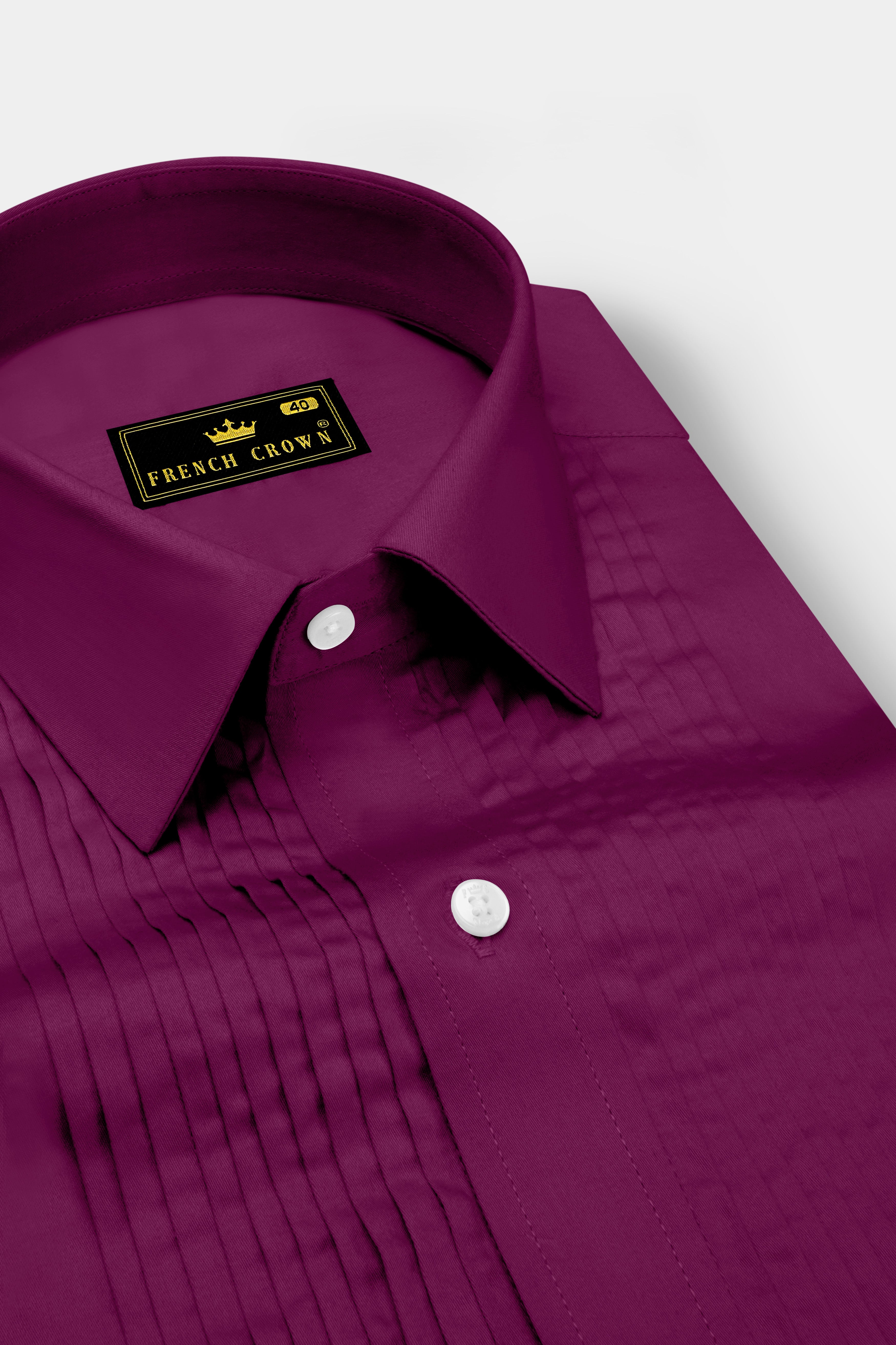 Regalis-Grape Purple Subtle Sheen Super Soft Premium Cotton Tuxedo Dress Shirt