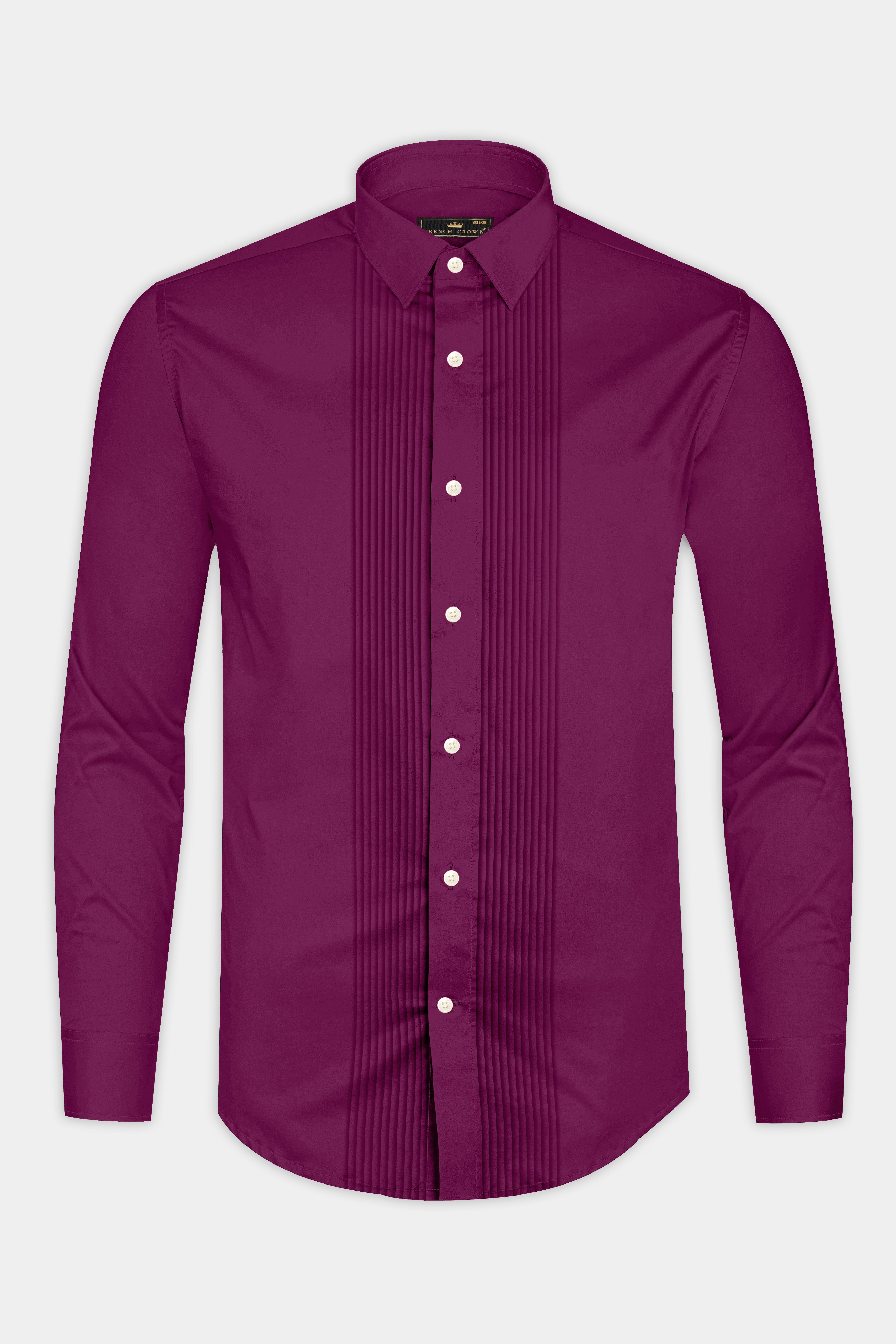 Regalis-Grape Purple Subtle Sheen Super Soft Premium Cotton Tuxedo Dress Shirt