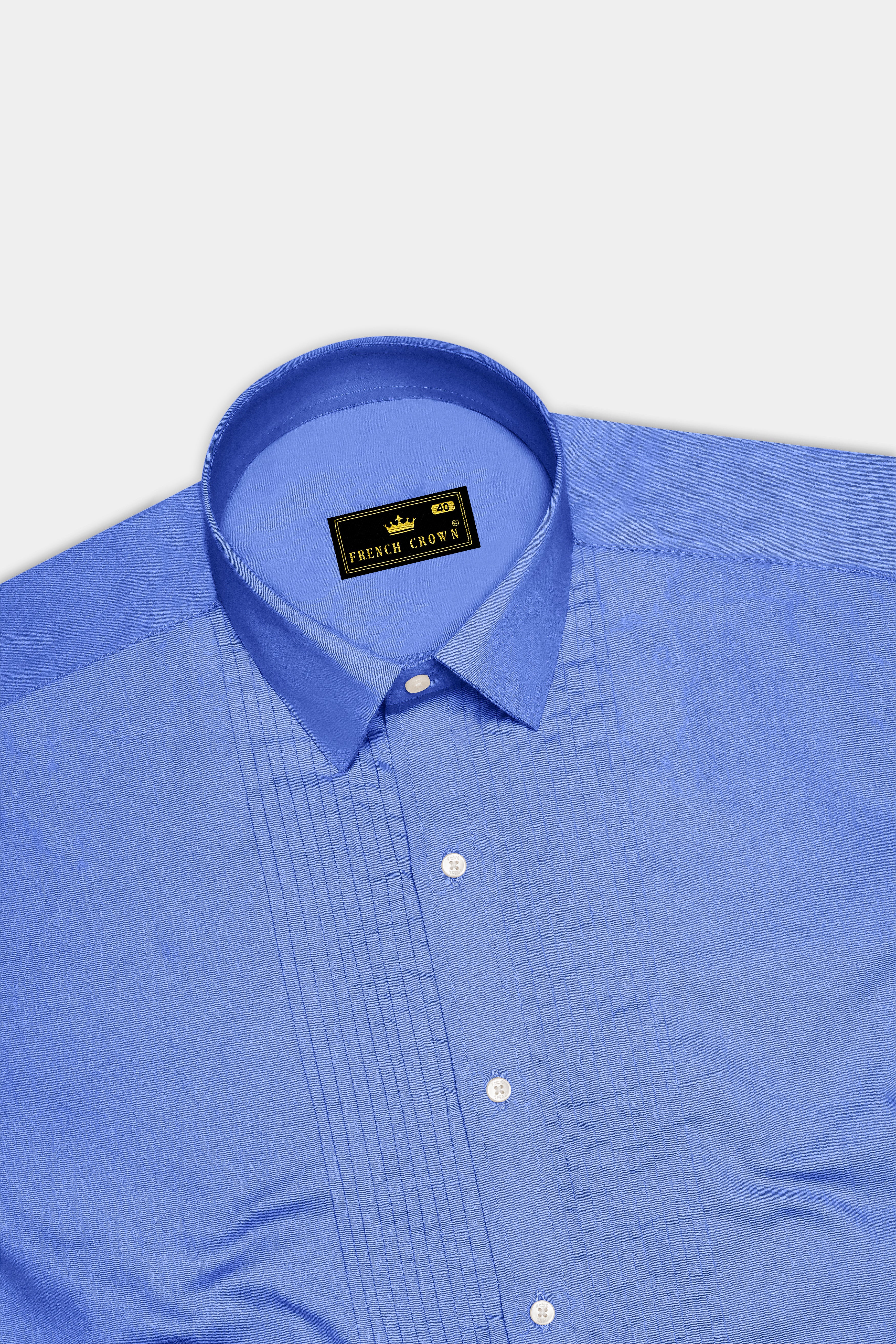 Azurine-Cornflower Blue Subtle Sheen Super Soft Premium Cotton Tuxedo Dress Shirt