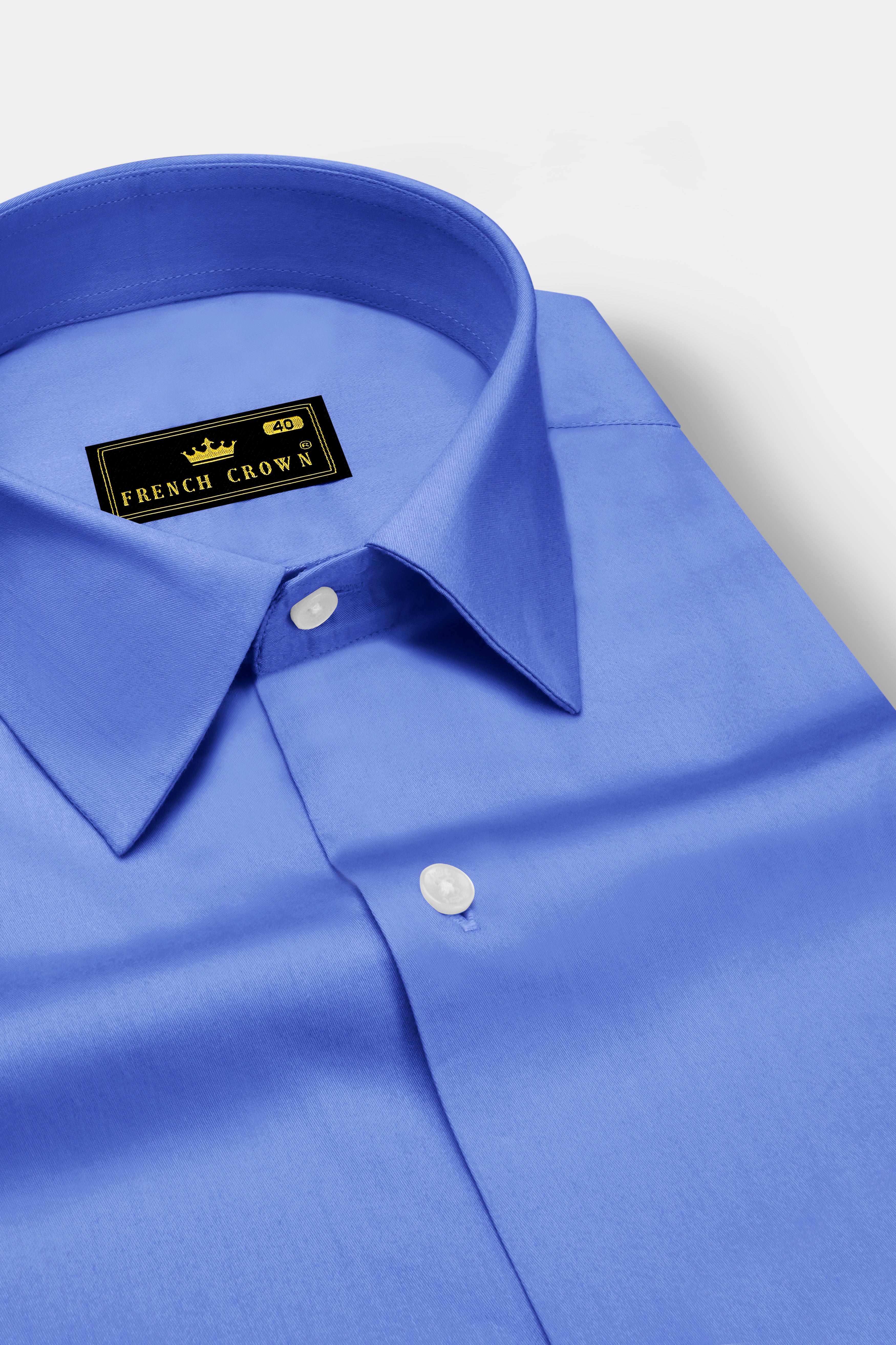 Azurine-Cornflower Blue Subtle Sheen Super Soft Premium Cotton Dress Shirt