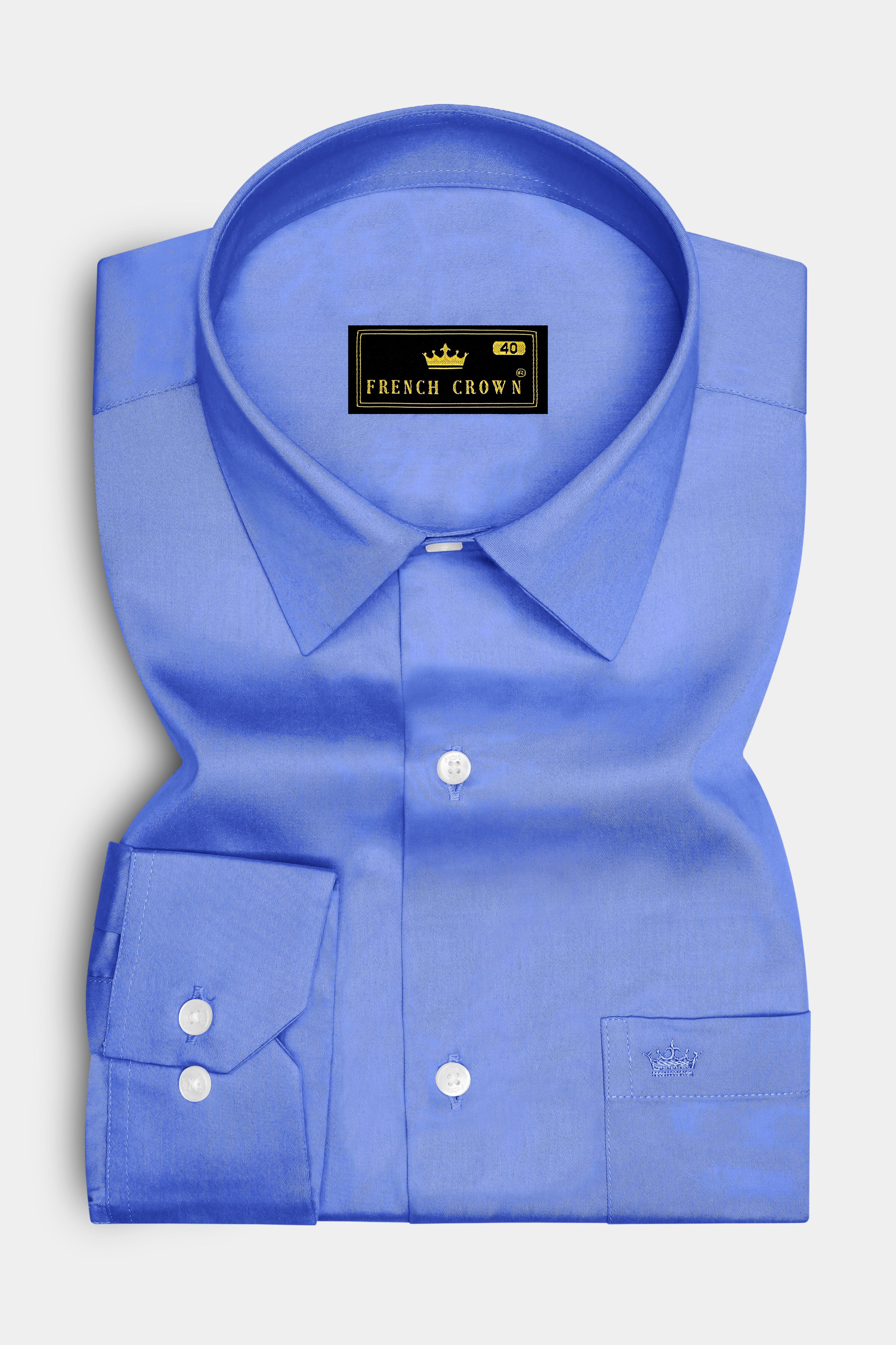 Azurine-Cornflower Blue Subtle Sheen Super Soft Premium Cotton Dress Shirt