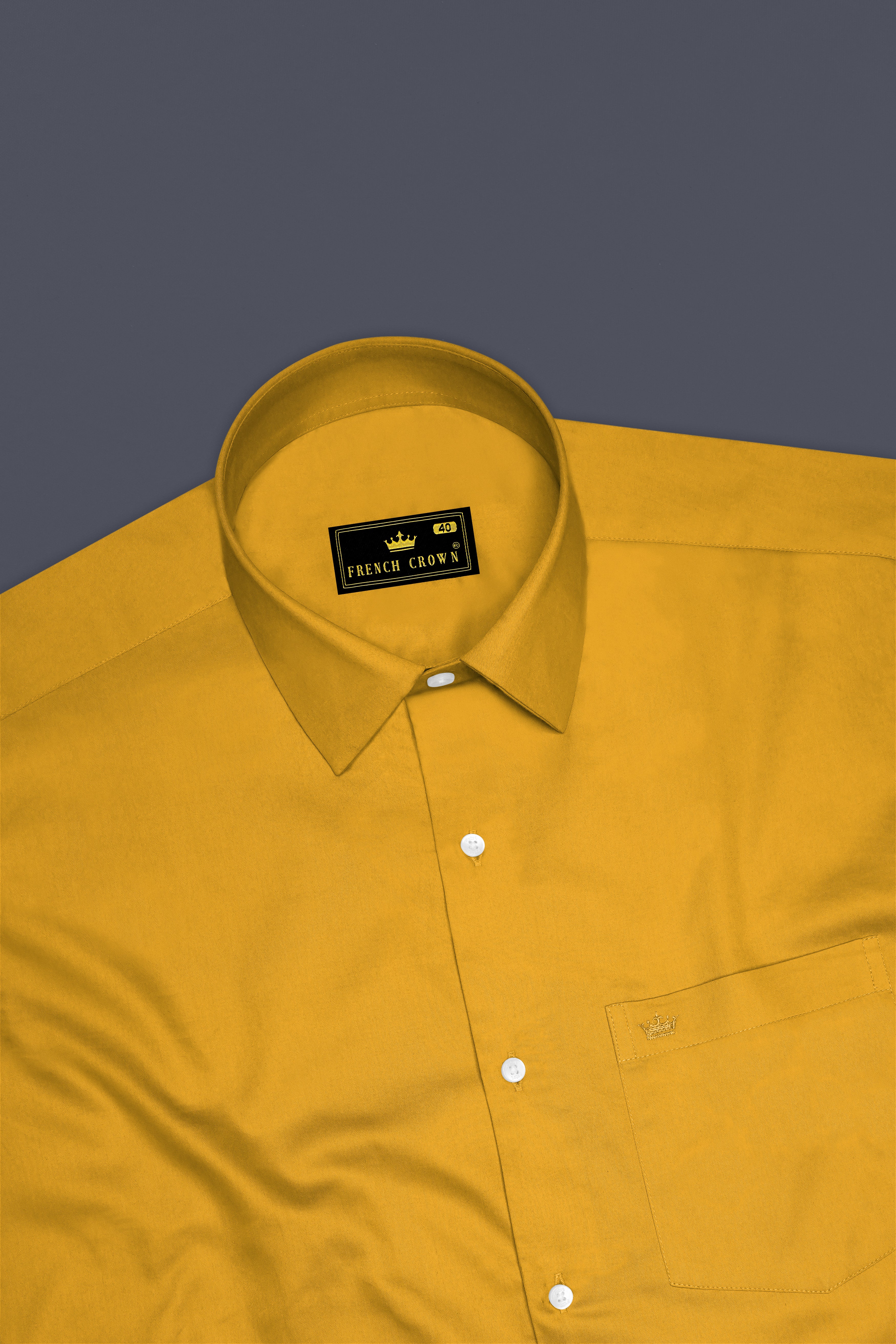 Solvoro-Ochre Yellow Subtle Sheen Super Soft Premium Cotton Dress Shirt