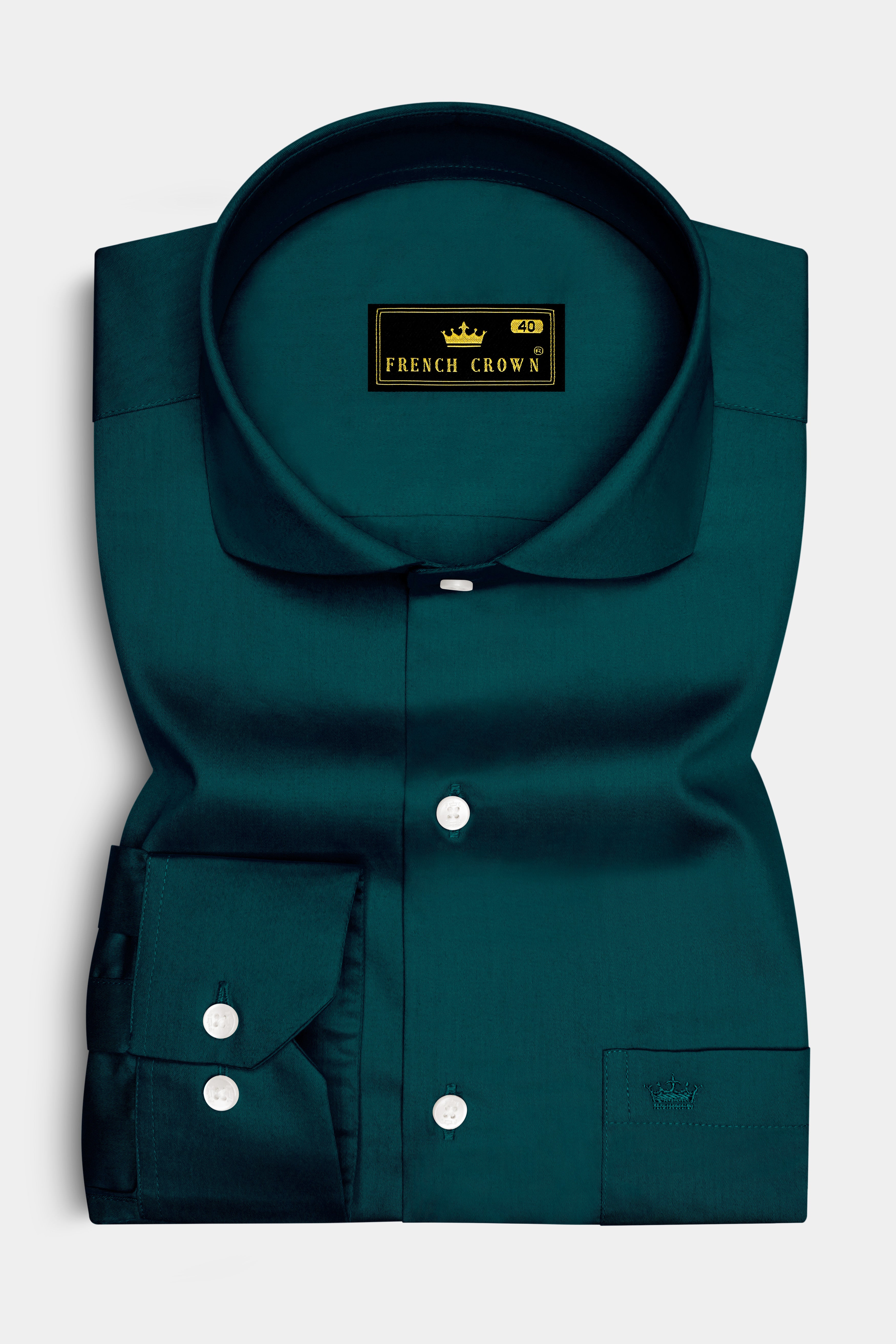 Verdoro-Daintree Green Subtle Sheen Super Soft Premium Cotton Cut Away Collar Dress Shirt