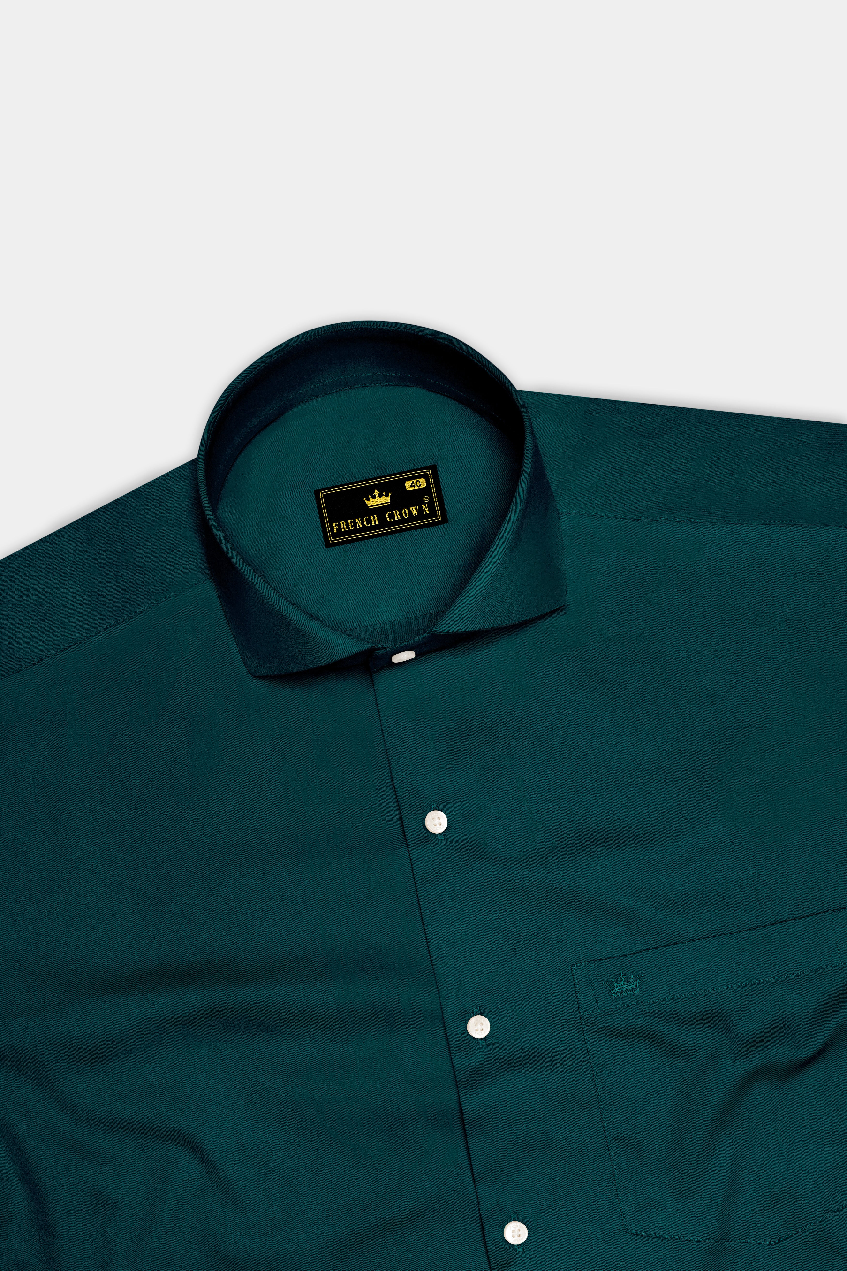 Verdoro-Daintree Green Subtle Sheen Super Soft Premium Cotton Cut Away Collar Dress Shirt