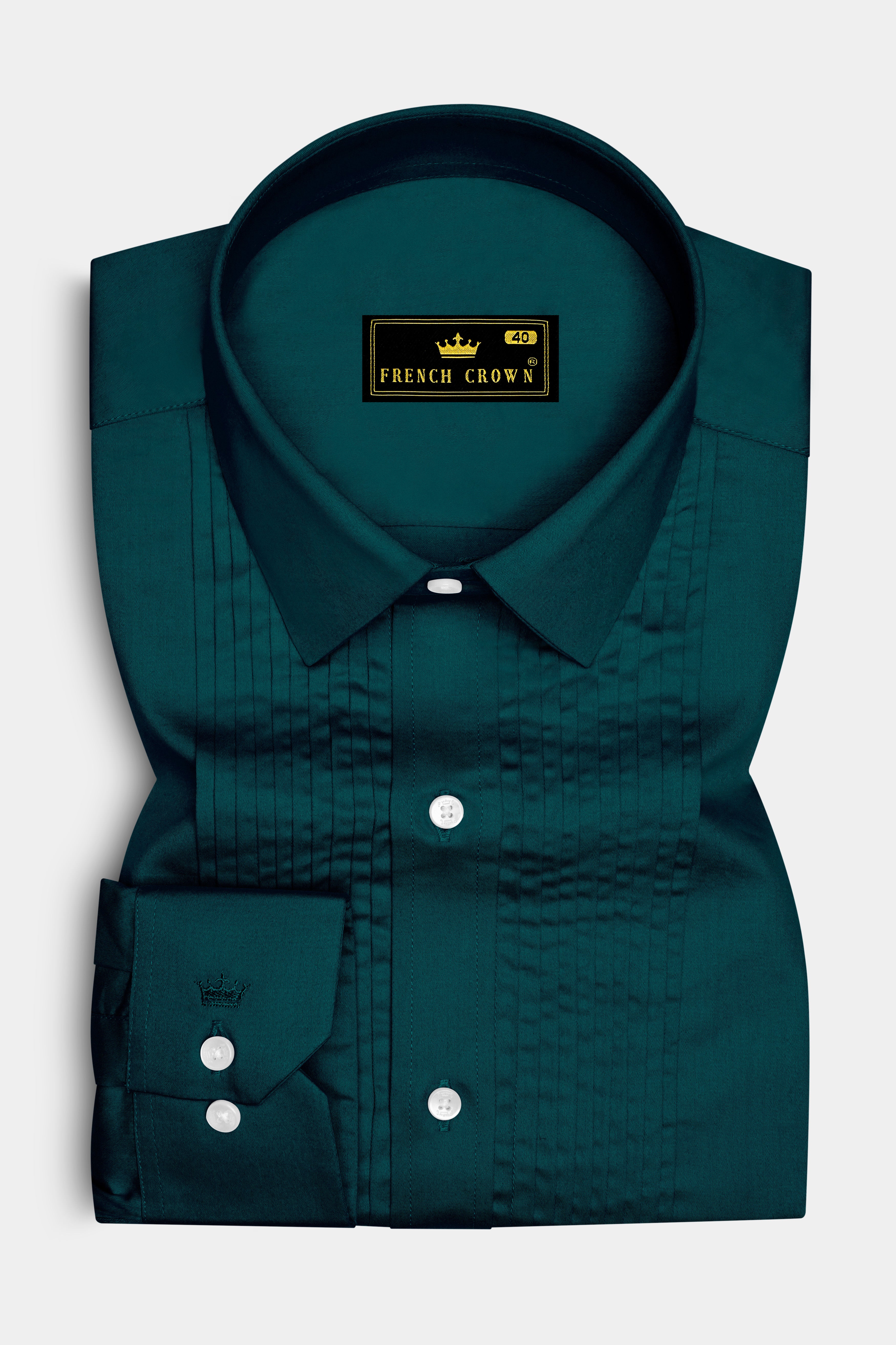 Verdoro-Daintree Green Subtle Sheen Super Soft Premium Cotton Tuxedo Dress Shirt