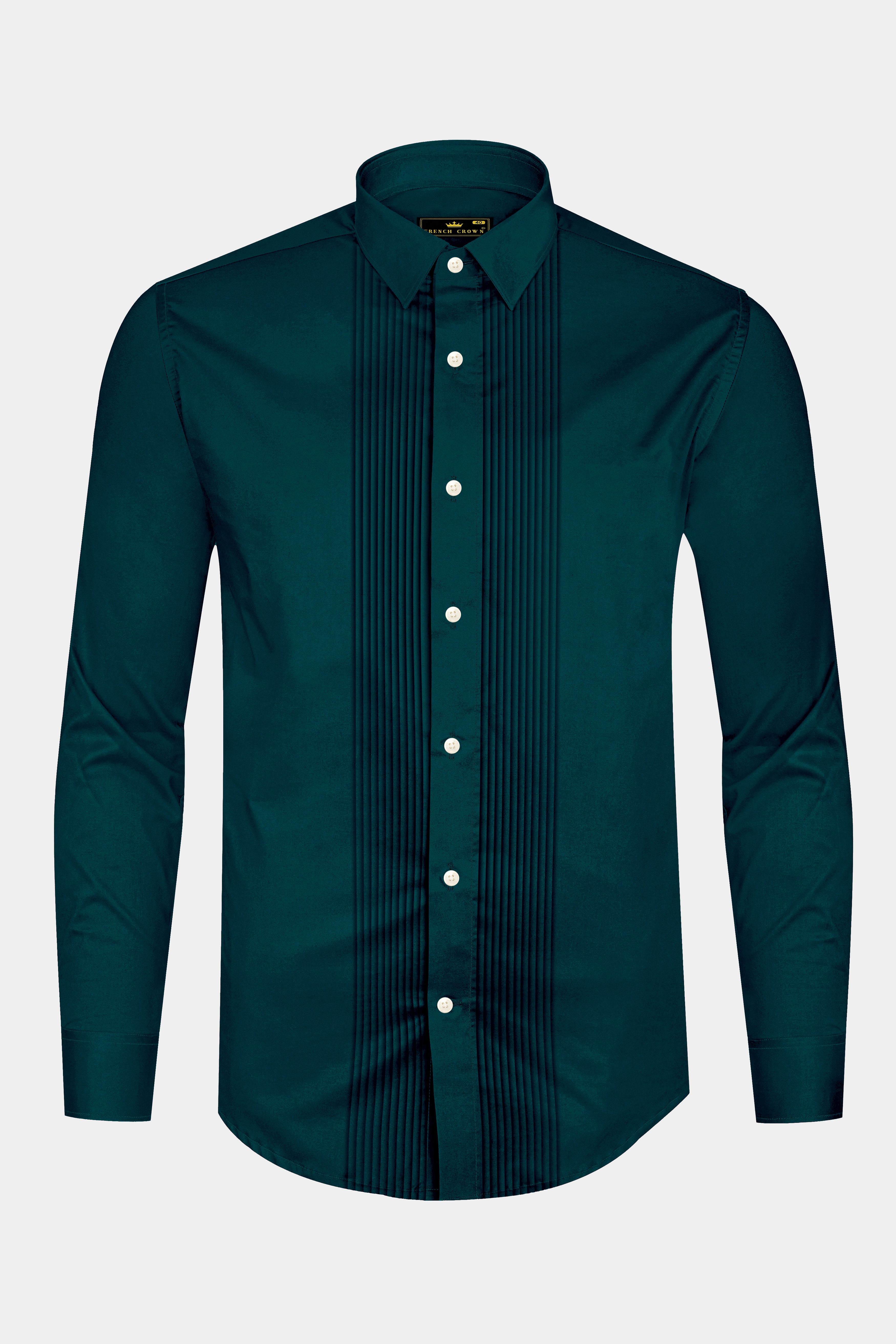 Verdoro-Daintree Green Subtle Sheen Super Soft Premium Cotton Tuxedo Dress Shirt