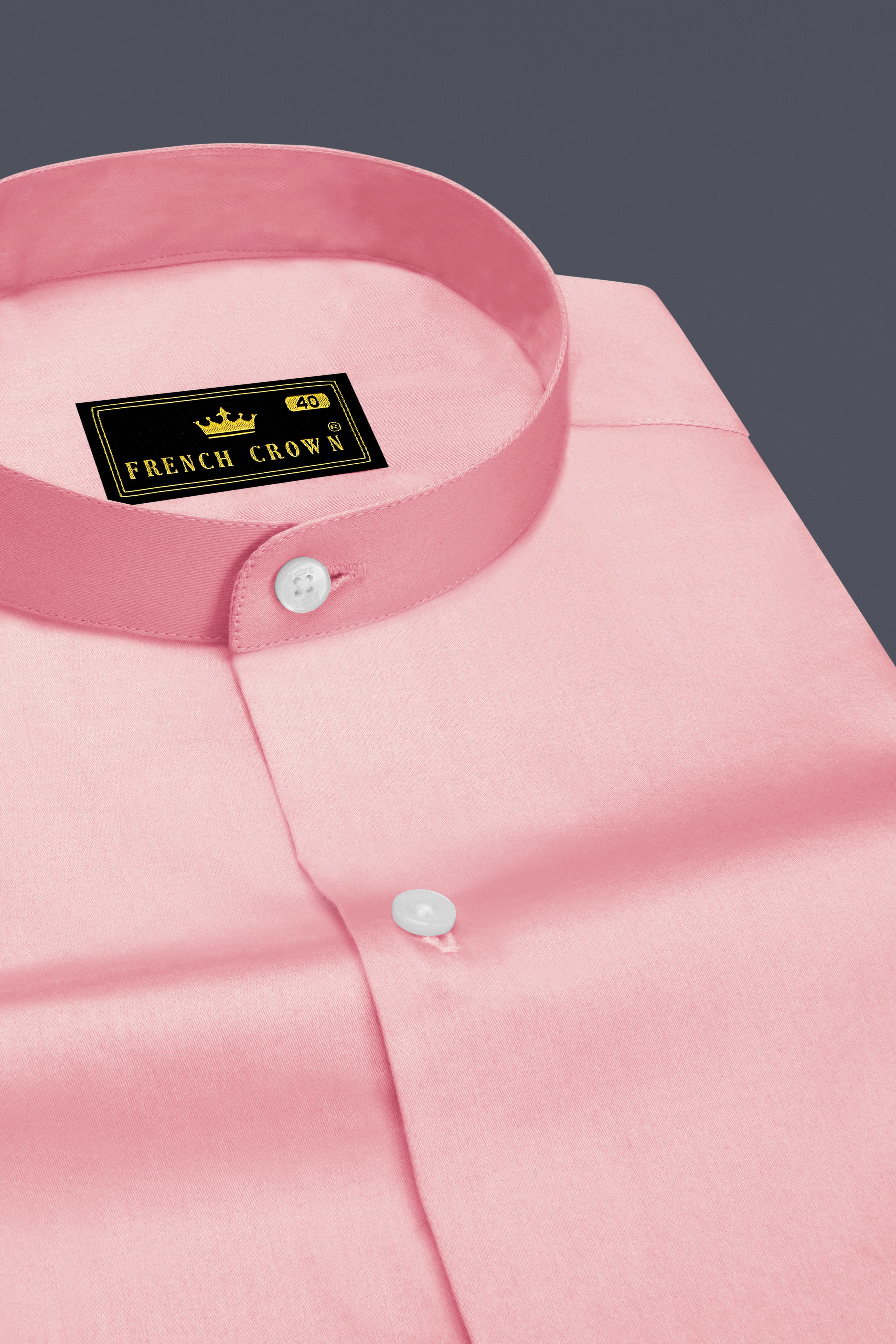 Rosavon-Blossom Pink Subtle Sheen Super Soft Premium Cotton Mandarin Dress Shirt