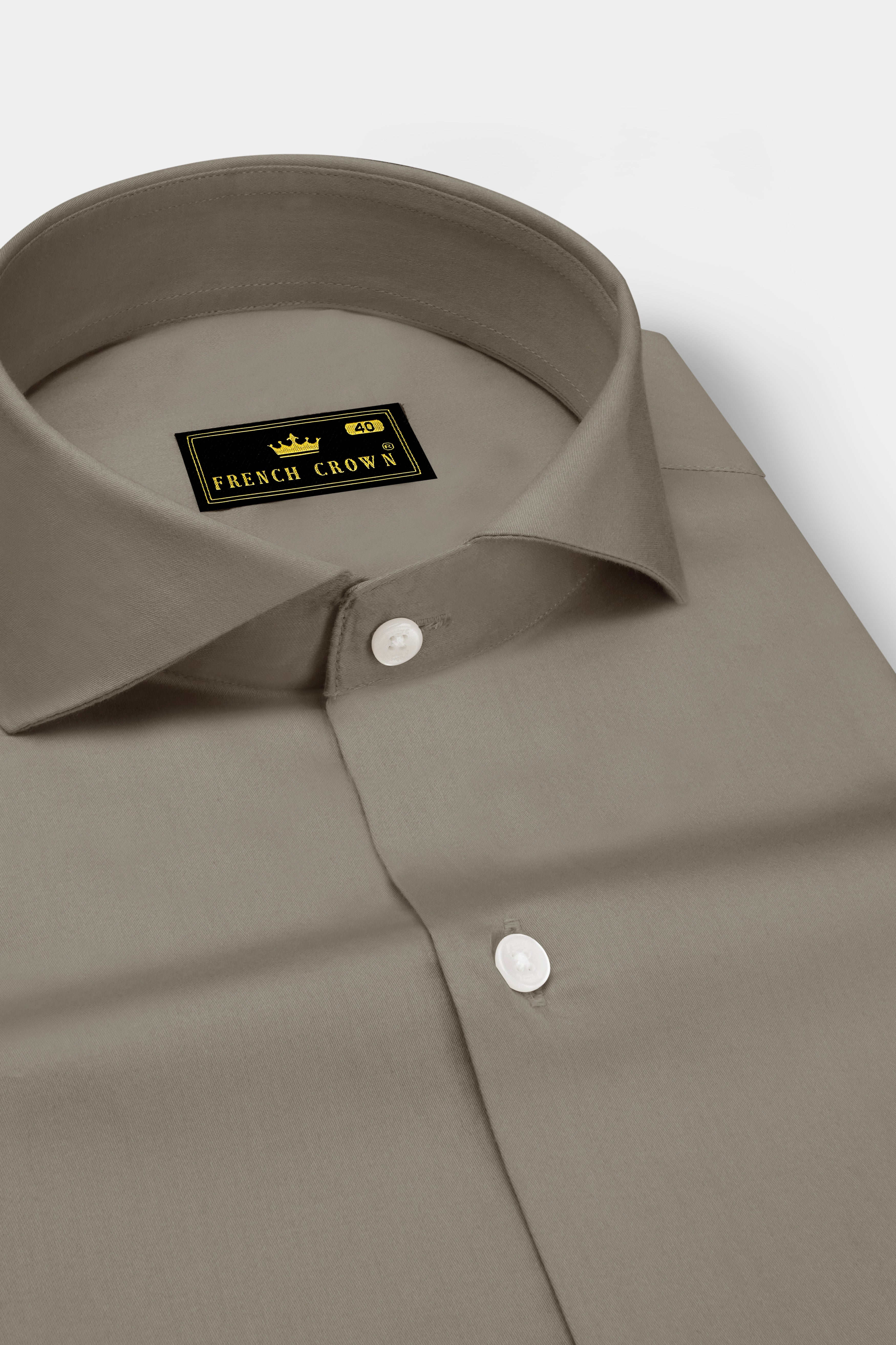 Argento-Makara Gray Subtle Sheen Super Soft Premium Cotton Cut Away Collar Dress Shirt