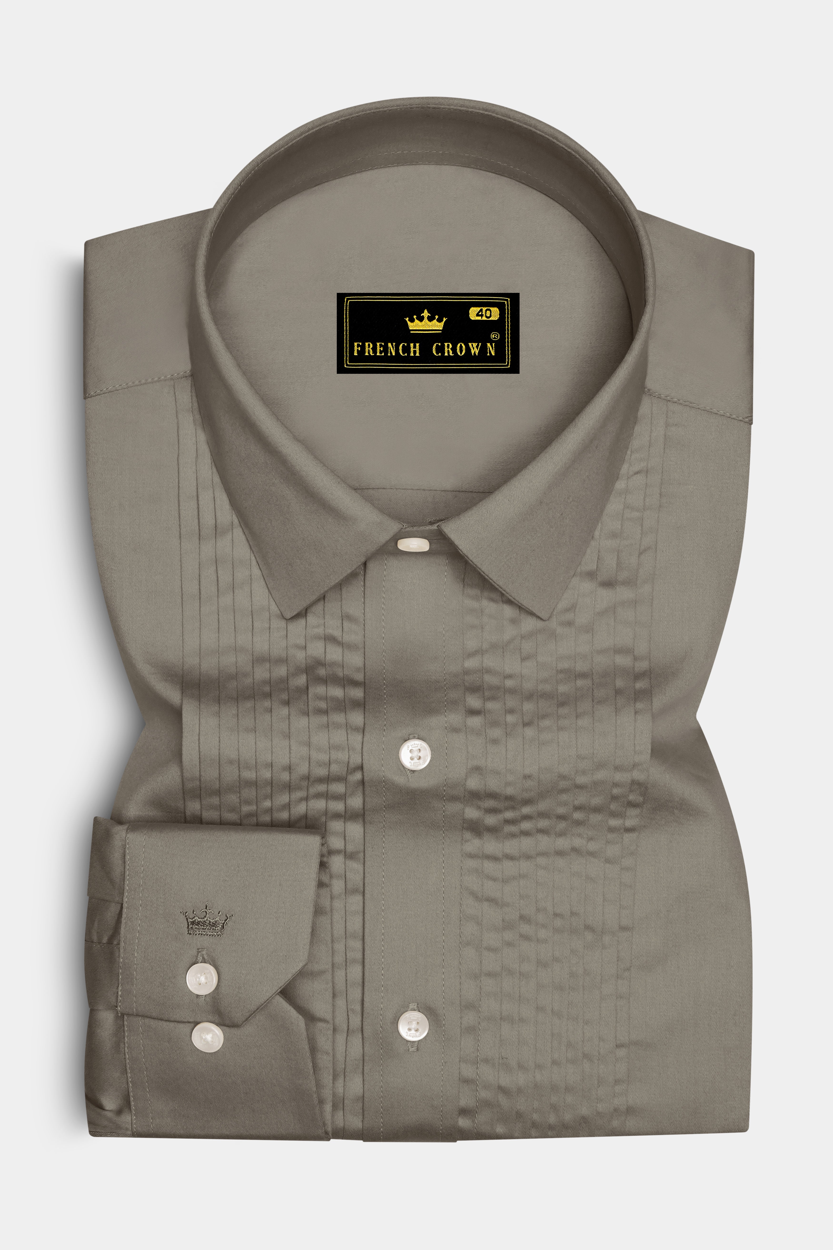 Argento-Makara Gray Subtle Sheen Super Soft Premium Cotton Tuxedo Dress Shirt