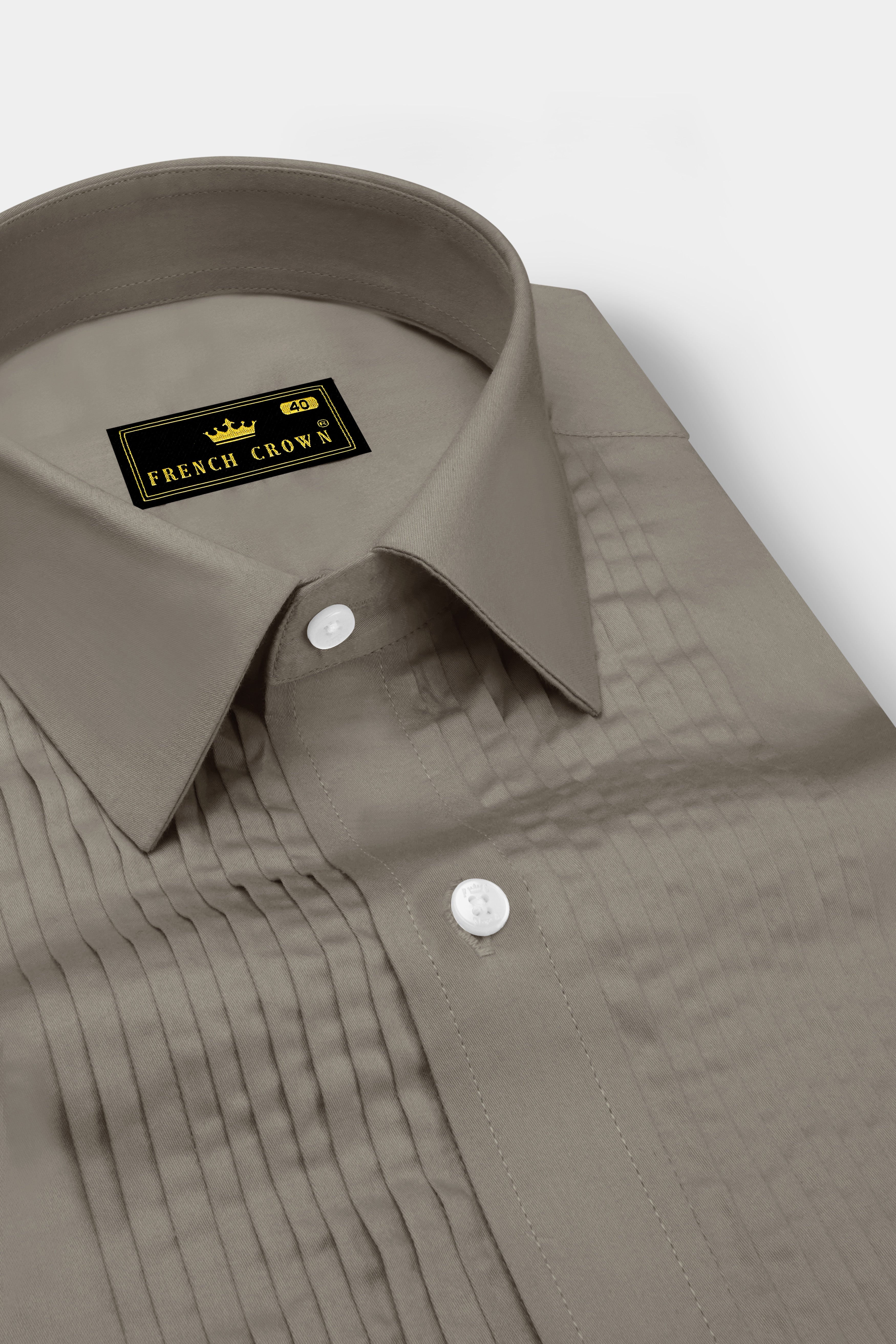 Argento-Makara Gray Subtle Sheen Super Soft Premium Cotton Tuxedo Dress Shirt