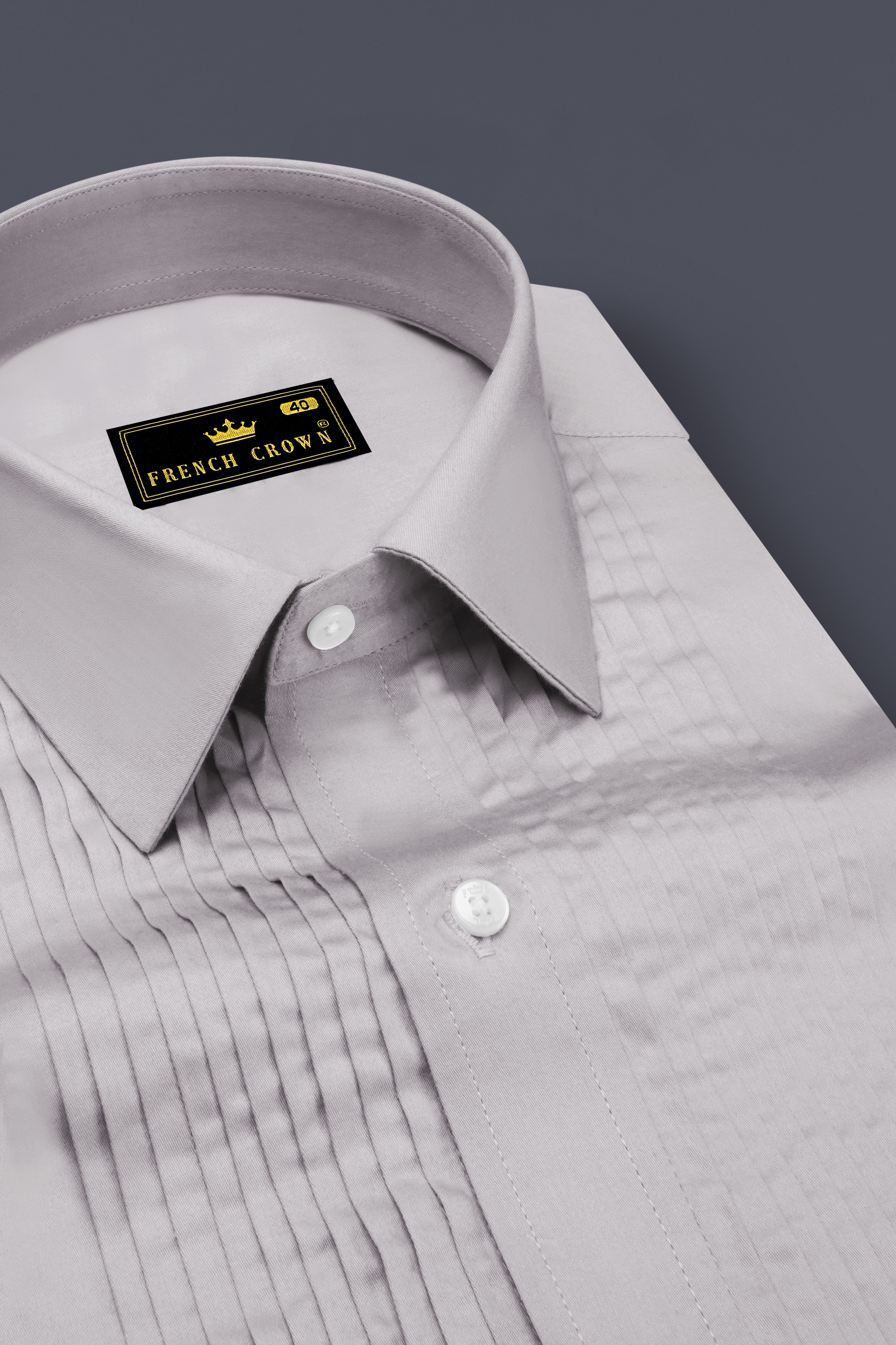 Blushoro-Clam Gray Subtle Sheen Super Soft Premium Cotton Tuxedo Dress Shirt