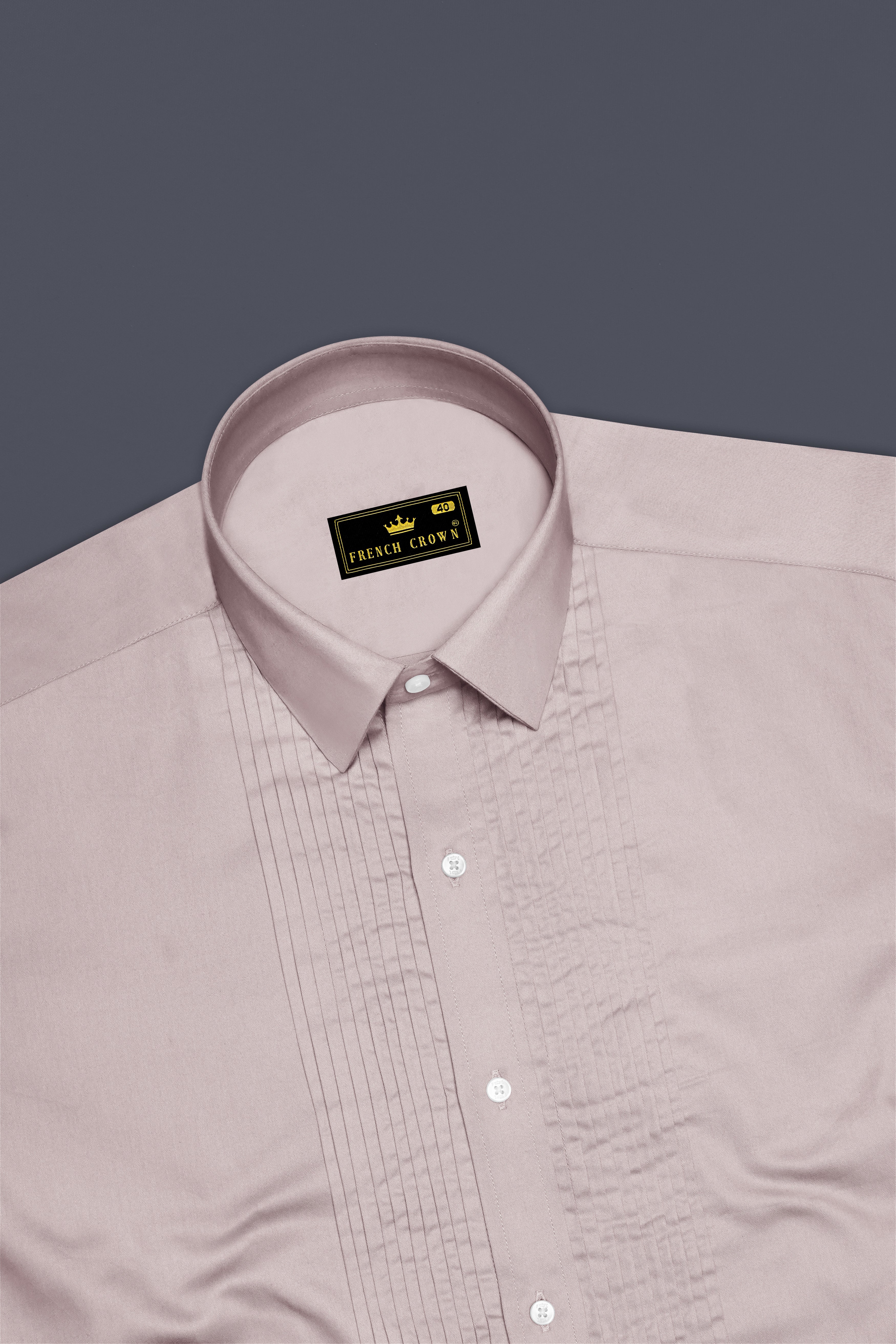 Blushoro-Clam Pink Subtle Sheen Super Soft Premium Cotton Tuxedo Dress Shirt