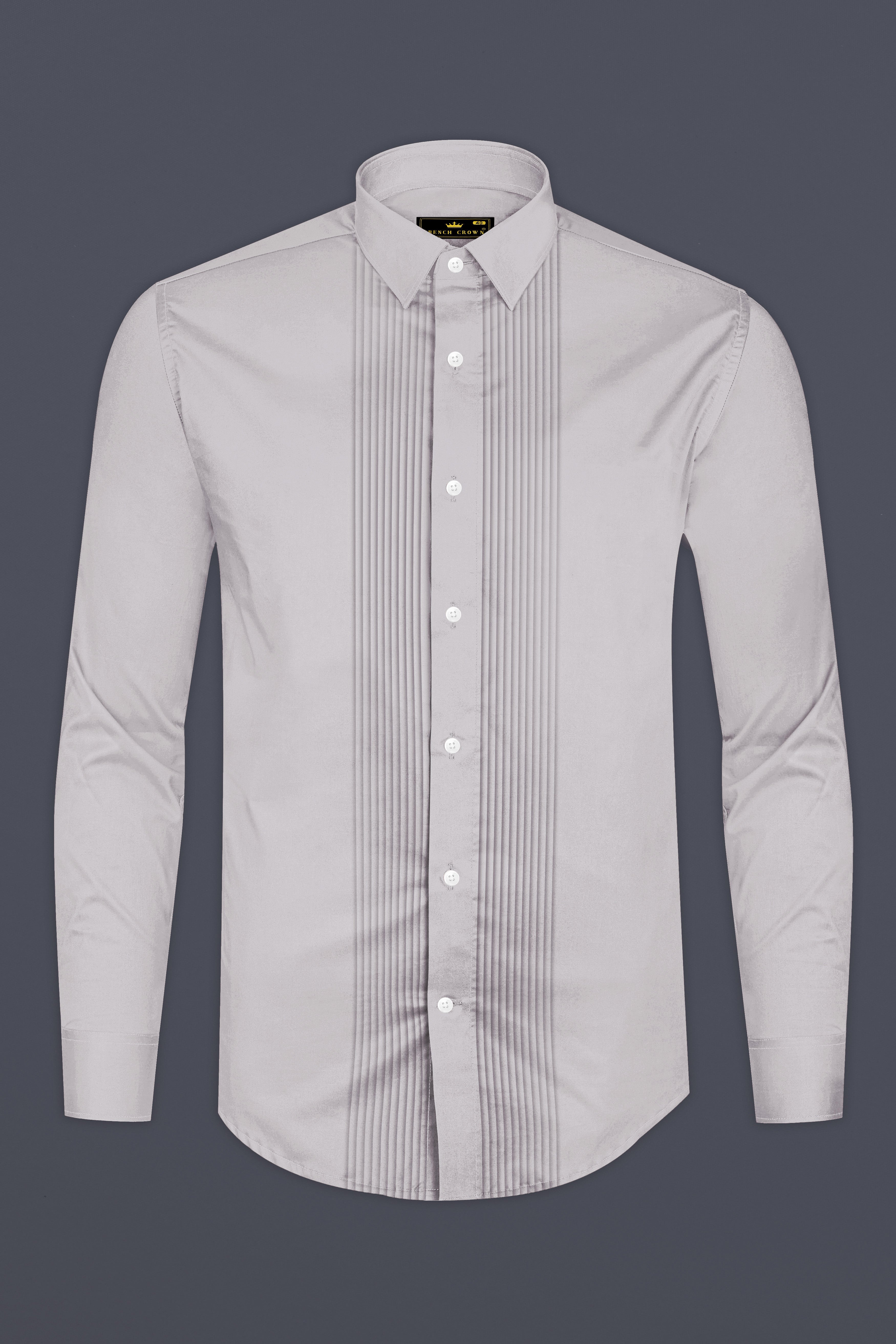 Blushoro-Clam Gray Subtle Sheen Super Soft Premium Cotton Tuxedo Dress Shirt