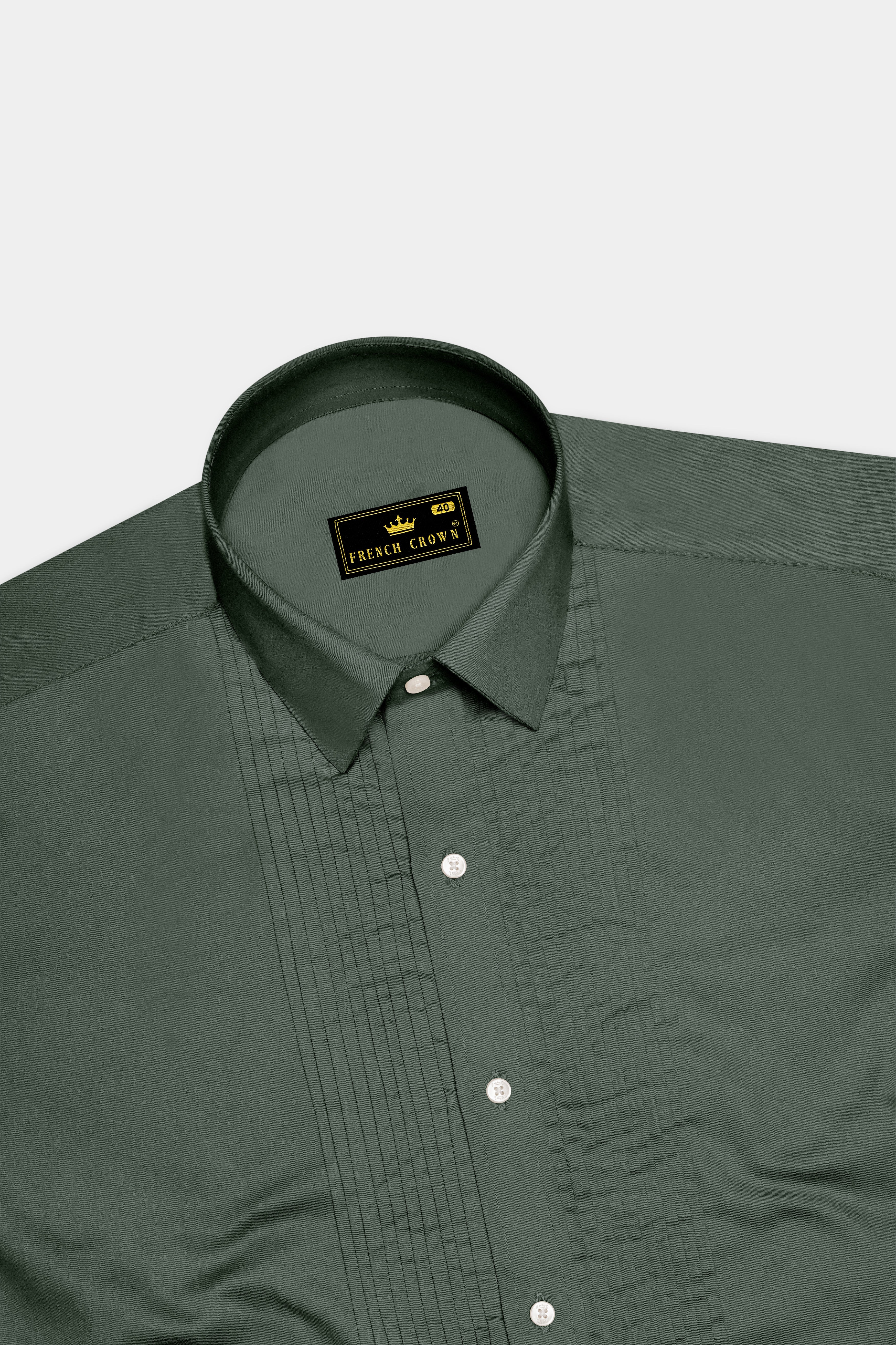Sylvoro-Nandor Green Subtle Sheen Super Soft Premium Cotton Tuxedo Dress Shirt