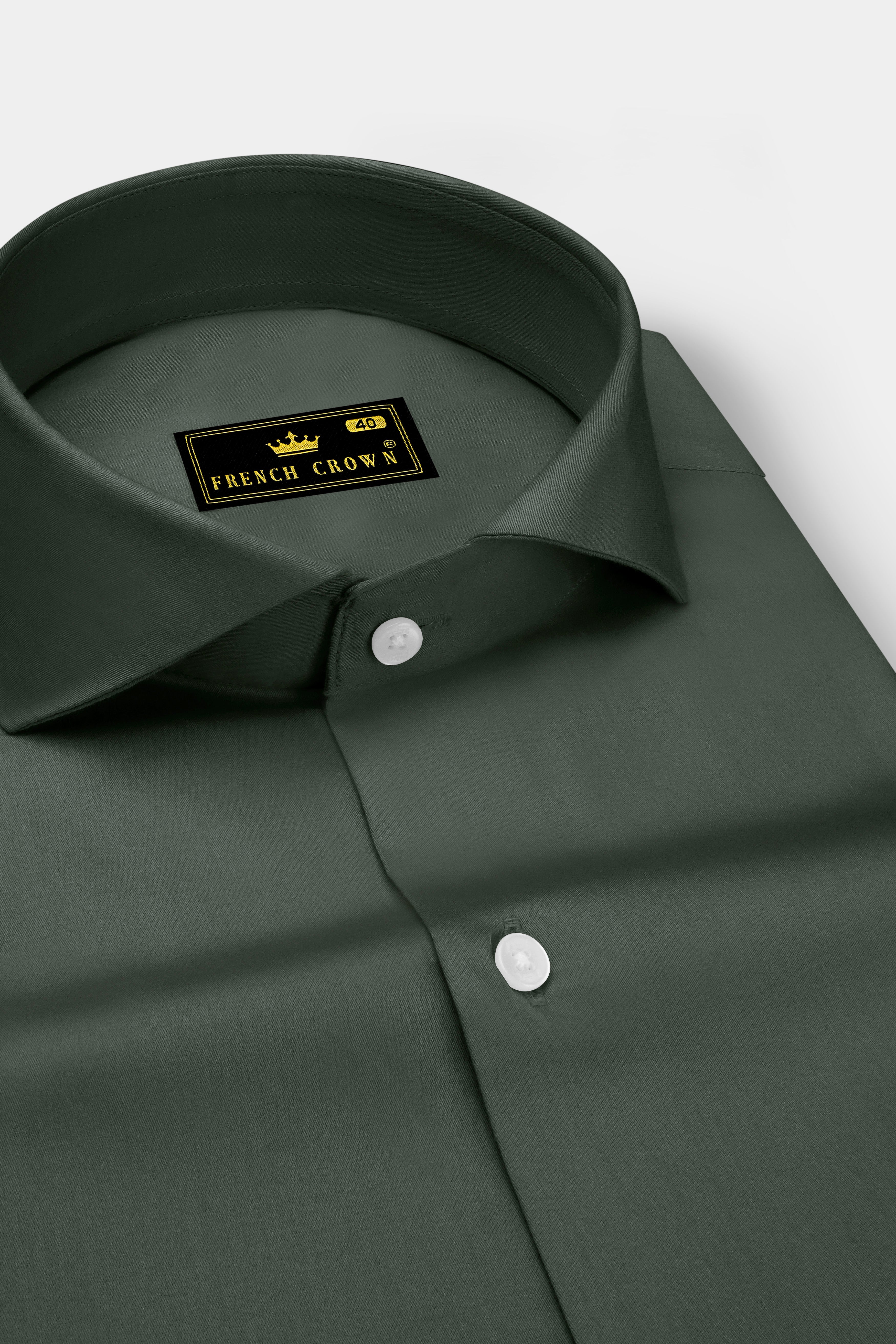 Sylvoro-Nandor Green Subtle Sheen Super Soft Premium Cotton Cut Away Collar Dress Shirt