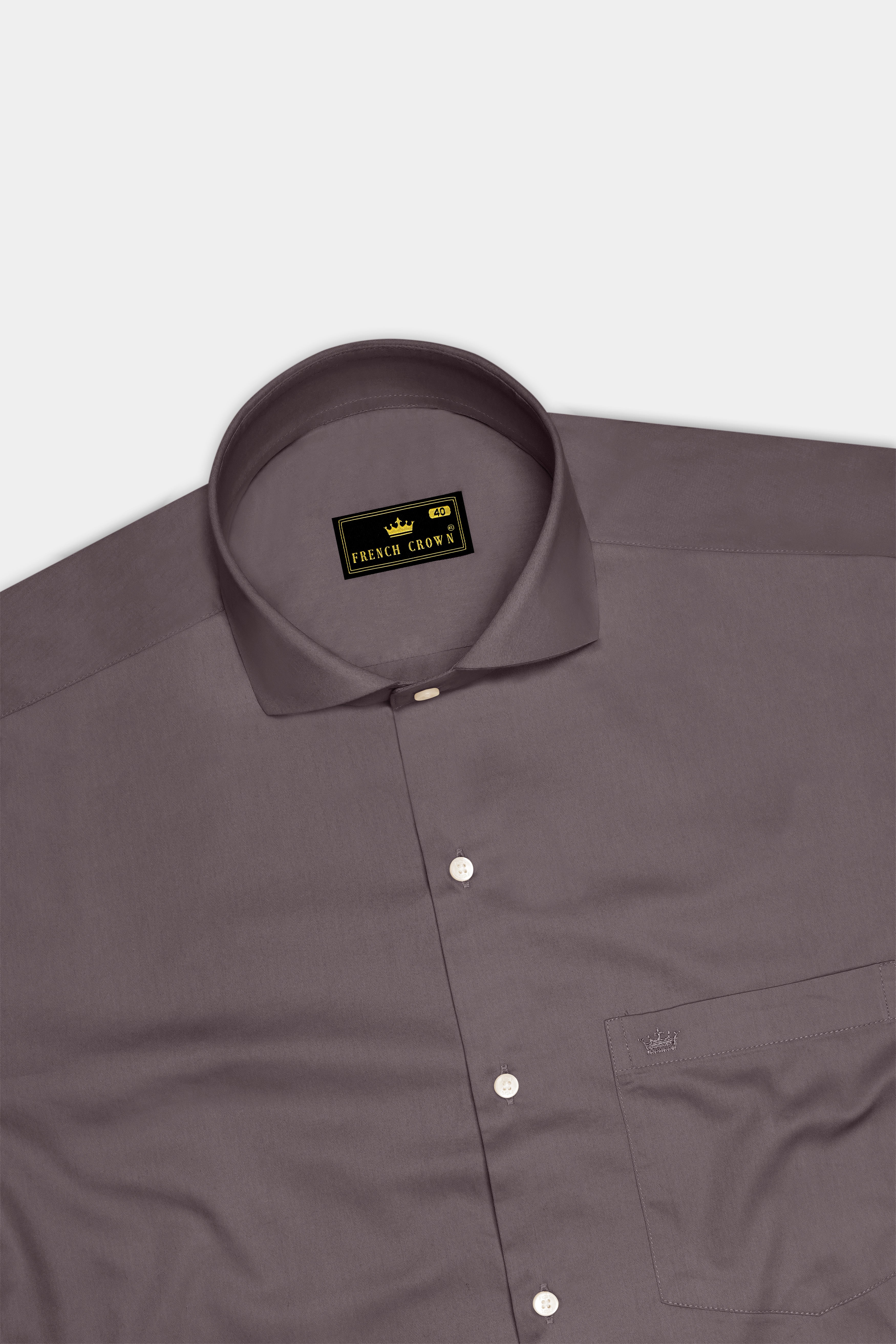 Umbero-Wenge Brown Subtle Sheen Super Soft Premium Cotton Cut Away Collar Dress Shirt