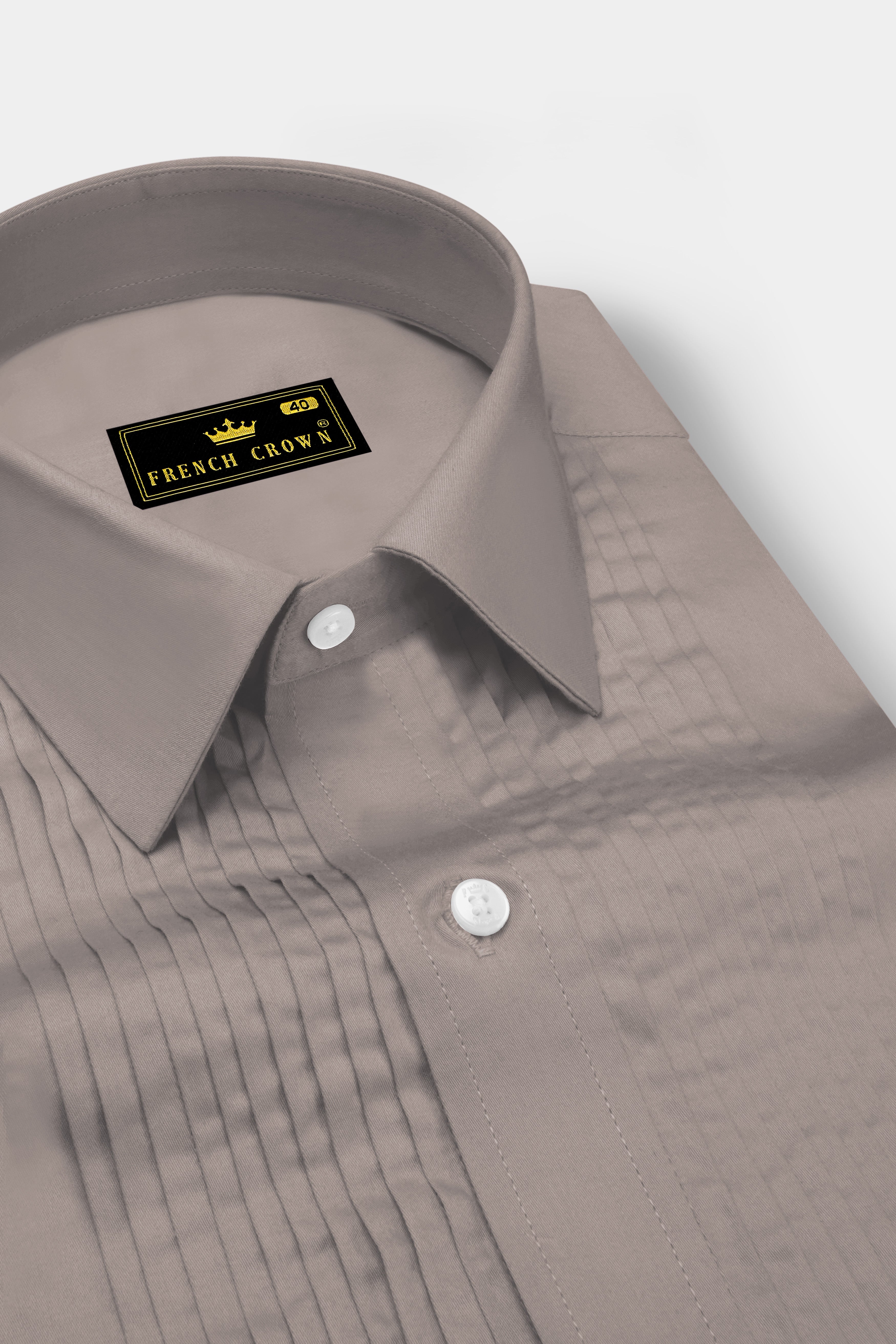Umbero-Wenge Brown Subtle Sheen Super Soft Premium Cotton Tuxedo Dress Shirt