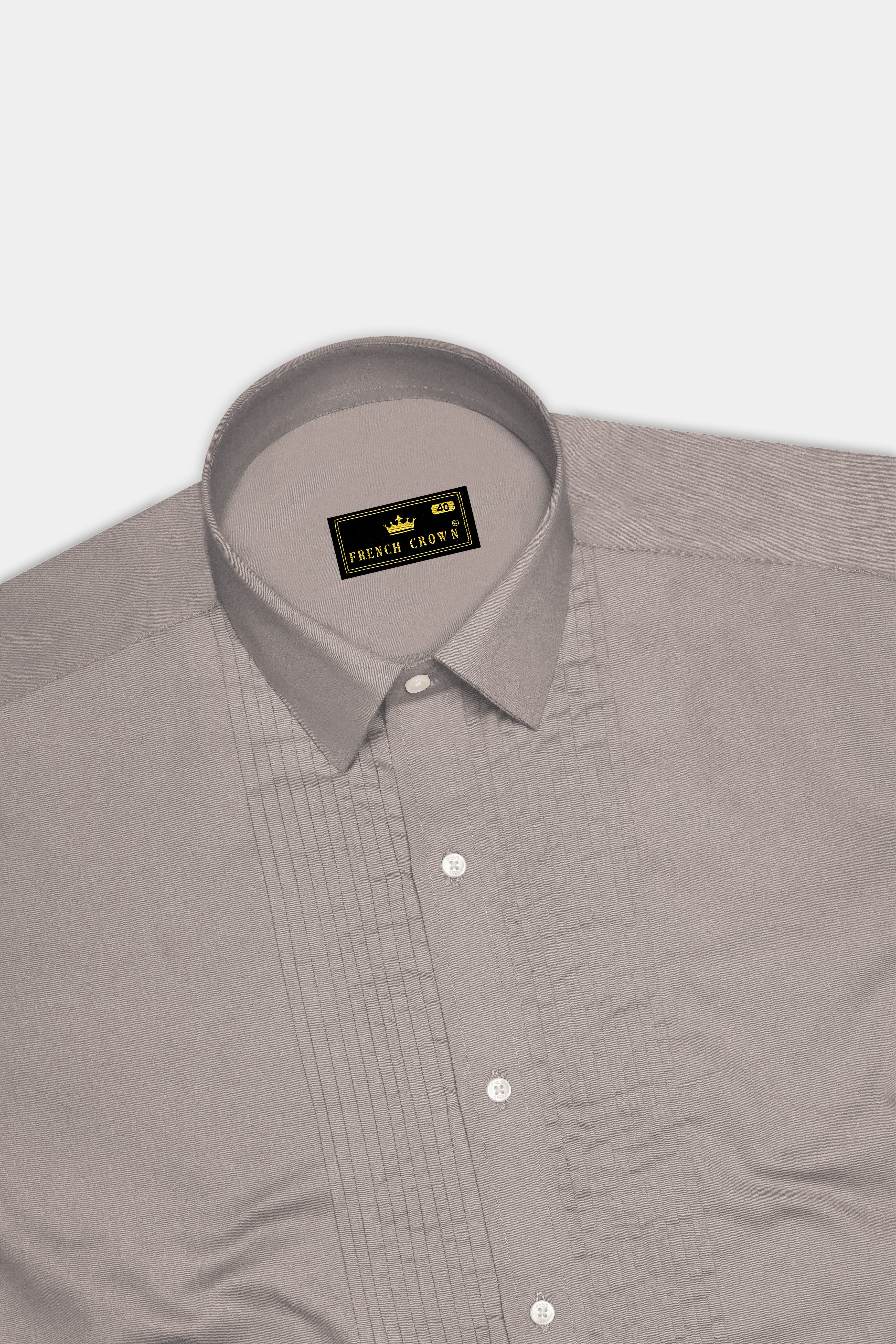 Umbero-Wenge Brown Subtle Sheen Super Soft Premium Cotton Tuxedo Dress Shirt
