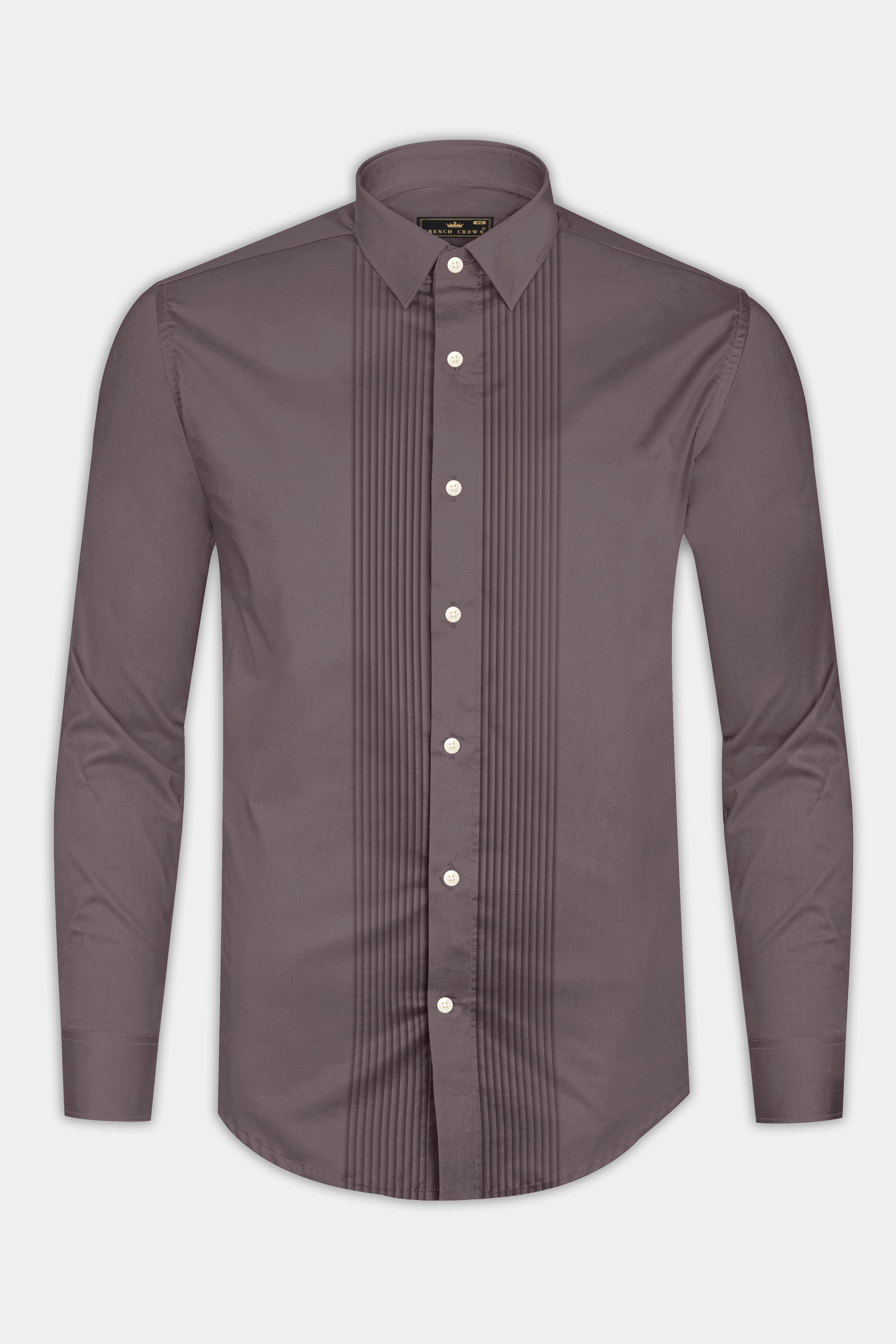 Umbero-Wenge Brown Subtle Sheen Super Soft Premium Cotton Tuxedo Dress Shirt