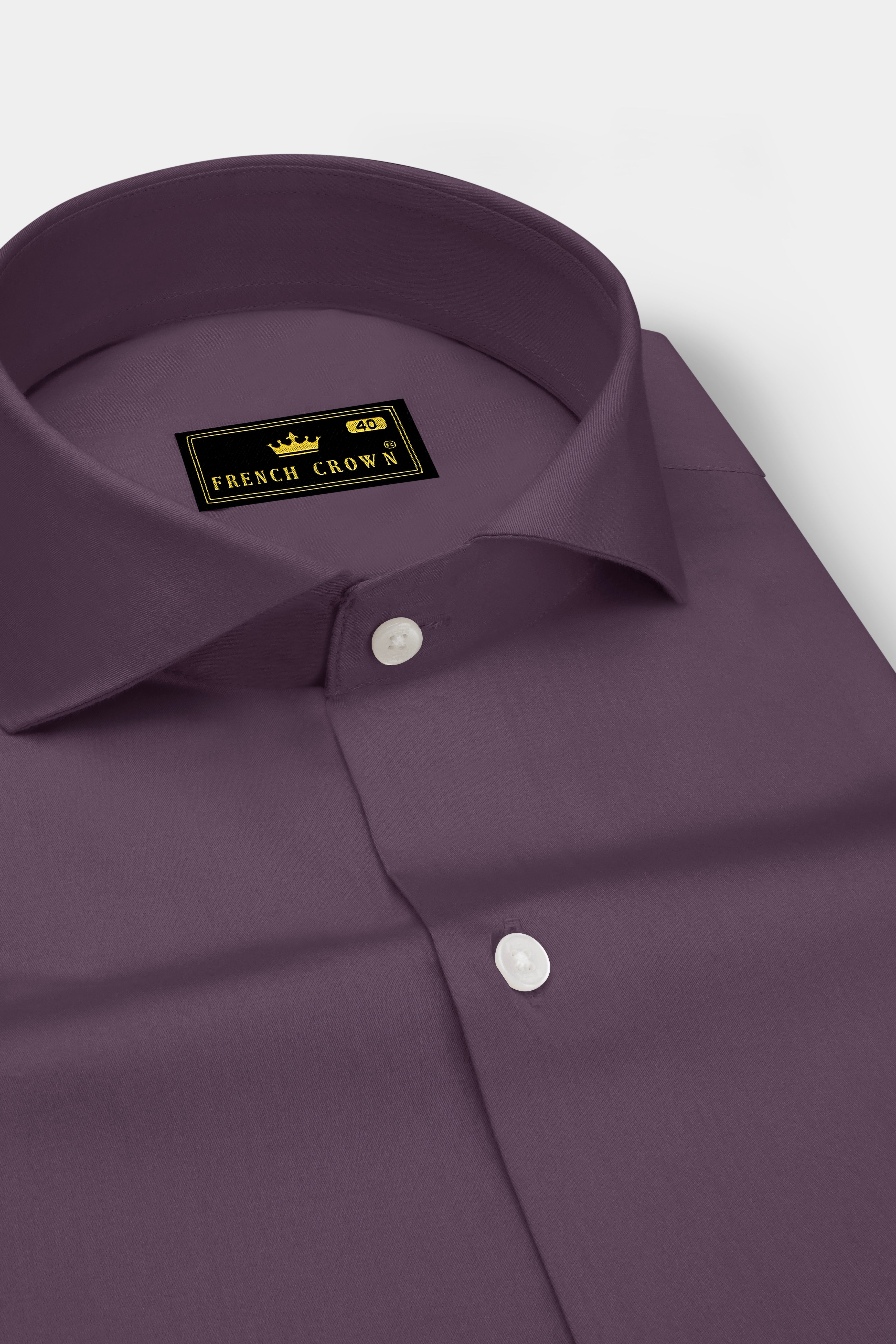 Mauvero-Taupe Purple Subtle Sheen Super Soft Premium Cotton Cut Away Collar Dress Shirt