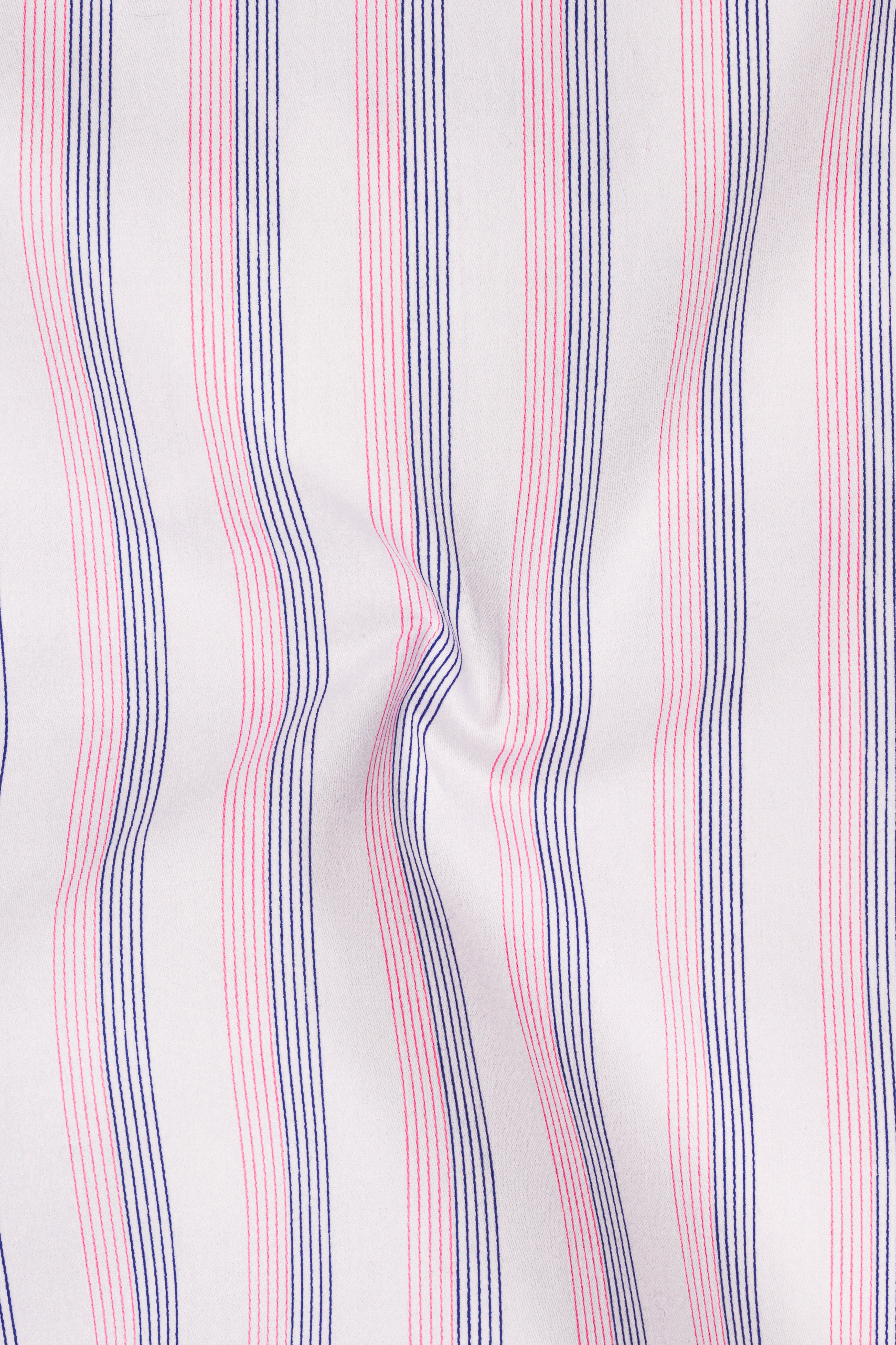 Linearo-Bright White And Flare Pink Striped Subtle Sheen Super Soft Premium Cotton Dress Shirt