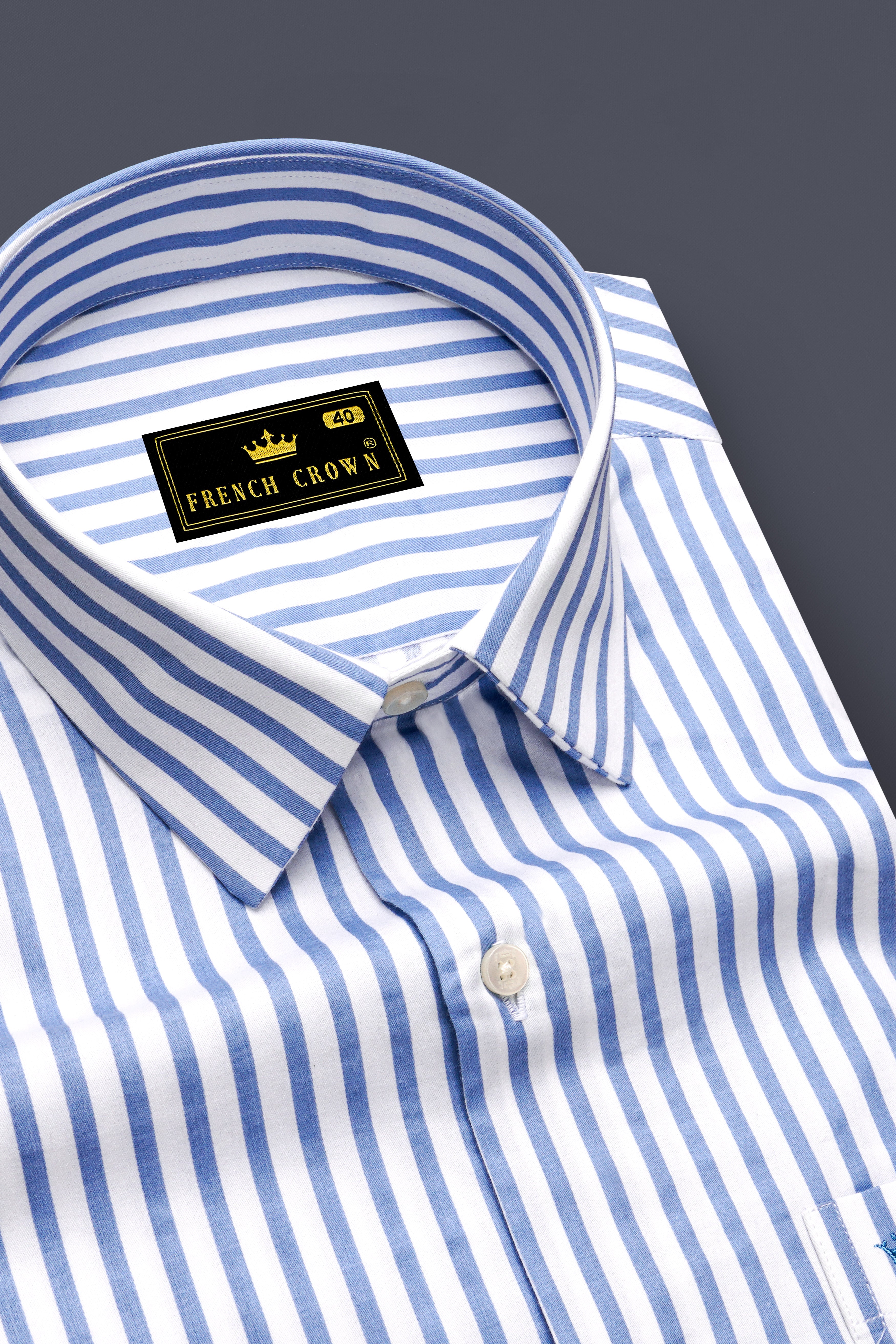 Azurline-Carolina Blue And Bright White Candy Striped Subtle Sheen Super Soft Premium Cotton Dress Shirt