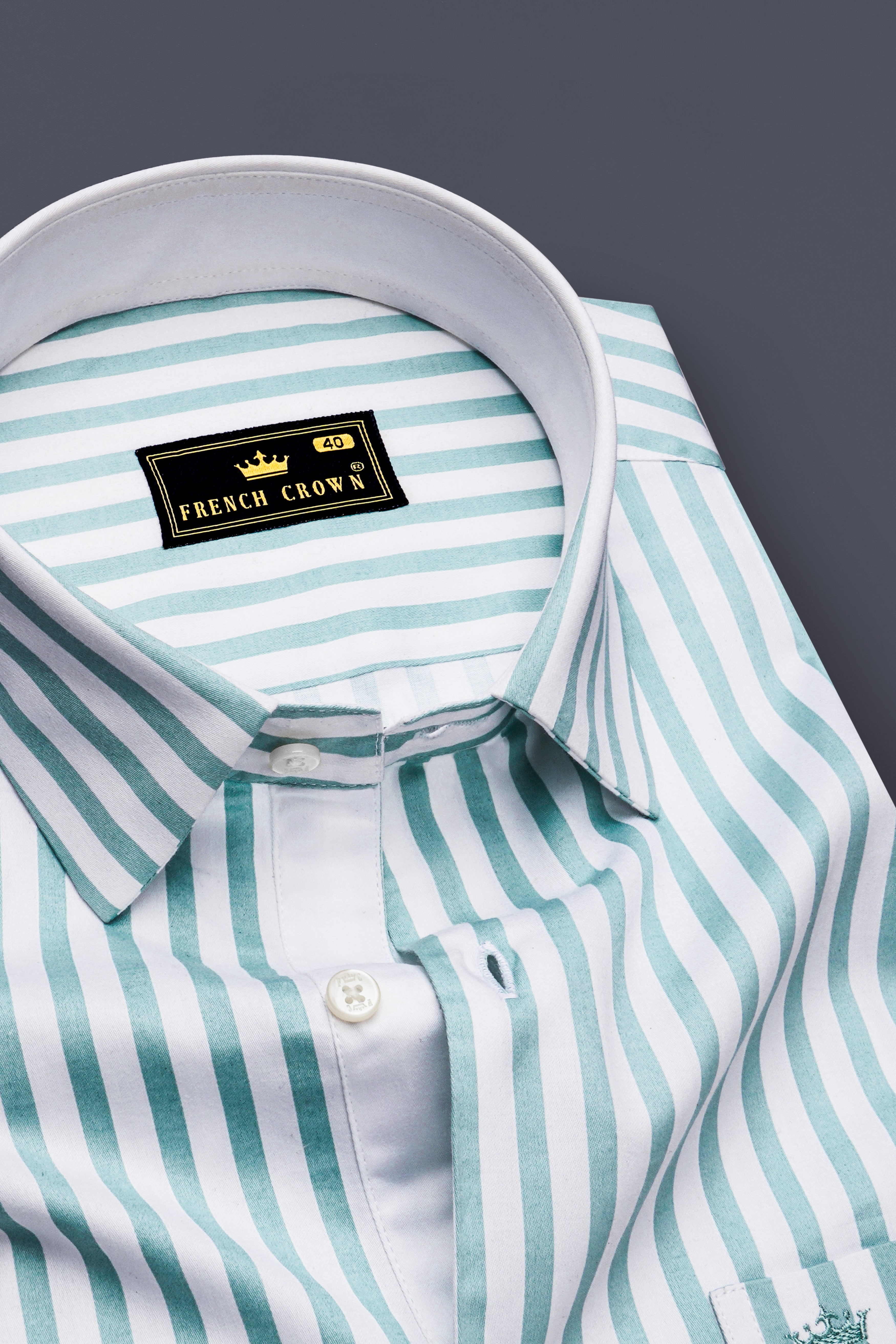 Celestio-Stream Blue And Bright White Candy Striped Subtle Sheen Soft Premium Cotton Dress Shirt
