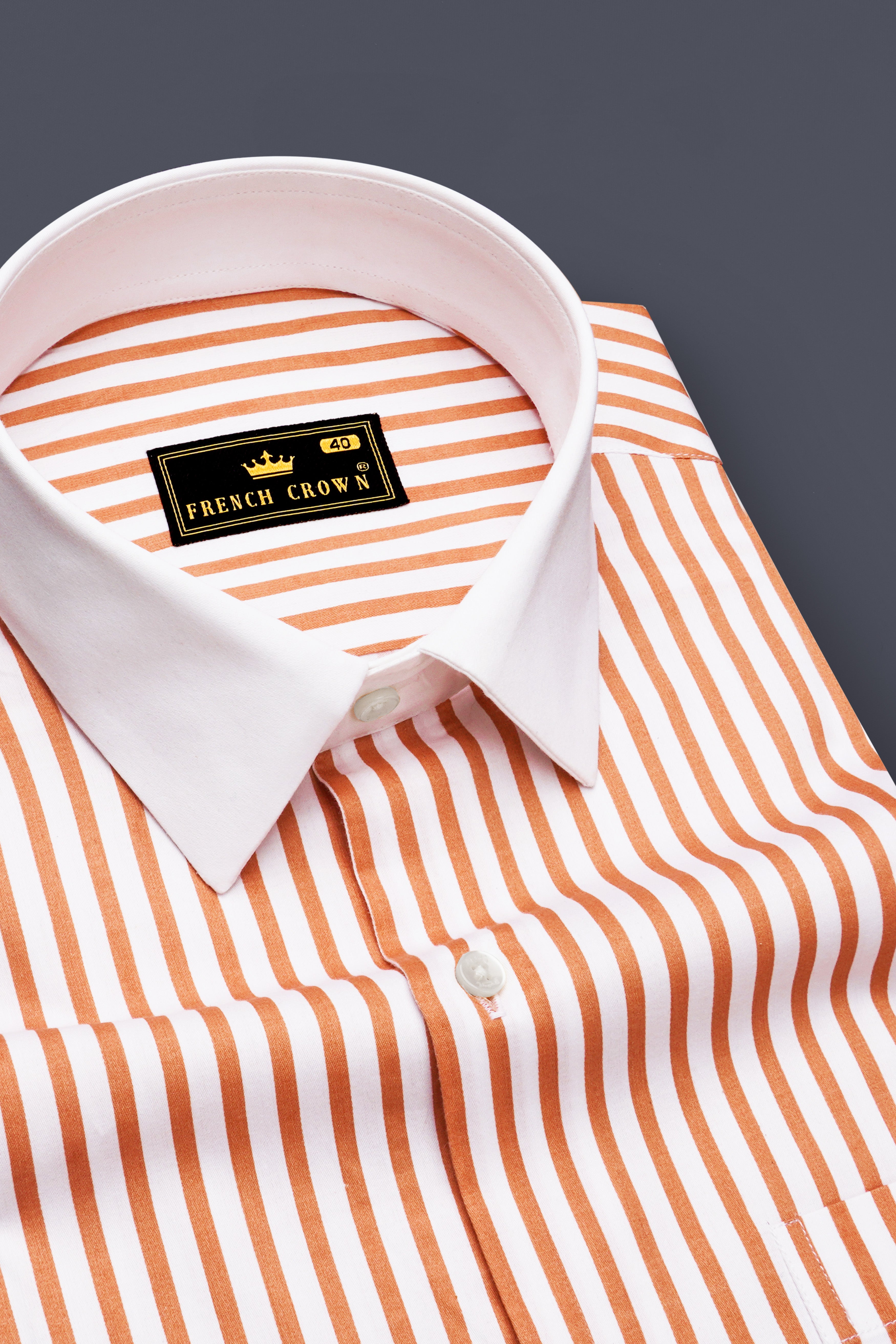 Solcoro-Apricot Orange And Bright White Candy Striped Super Soft Premium Cotton Dress White Cuff Collar Shirt 14522-WCC-38, 14522-WCC-H-38, 14522-WCC-39, 14522-WCC-H-39, 14522-WCC-40, 14522-WCC-H-40, 14522-WCC-42, 14522-WCC-H-42, 14522-WCC-44, 14522-WCC-H-44, 14522-WCC-46, 14522-WCC-H-46, 14522-WCC-48, 14522-WCC-H-48, 14522-WCC-50, 14522-WCC-H-50, 14522-WCC-52, 14522-WCC-H-52