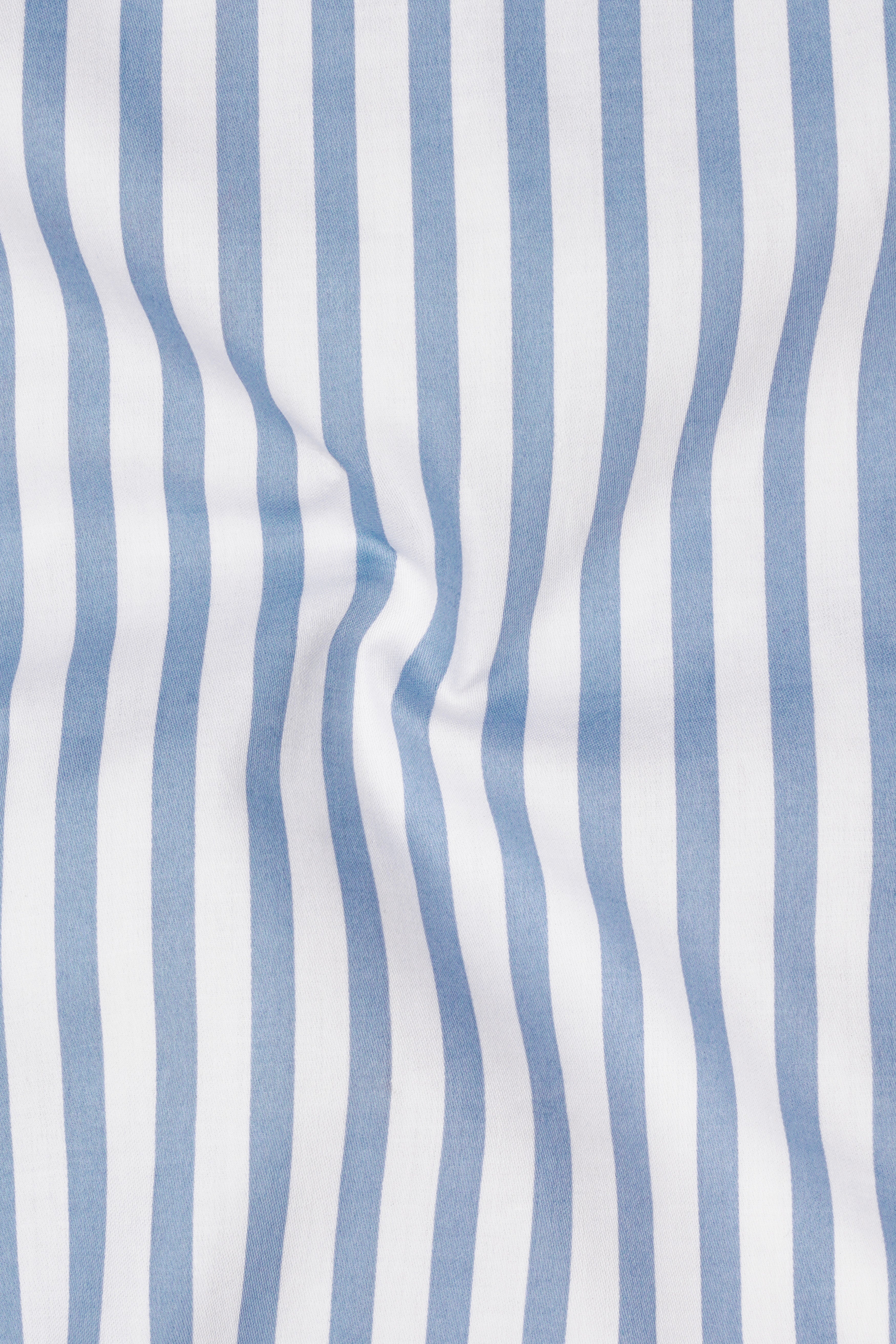 Celestyn-Nepal Blue And Bright White Candy Striped Subtle Sheen Soft Premium Cotton Dress Shirt