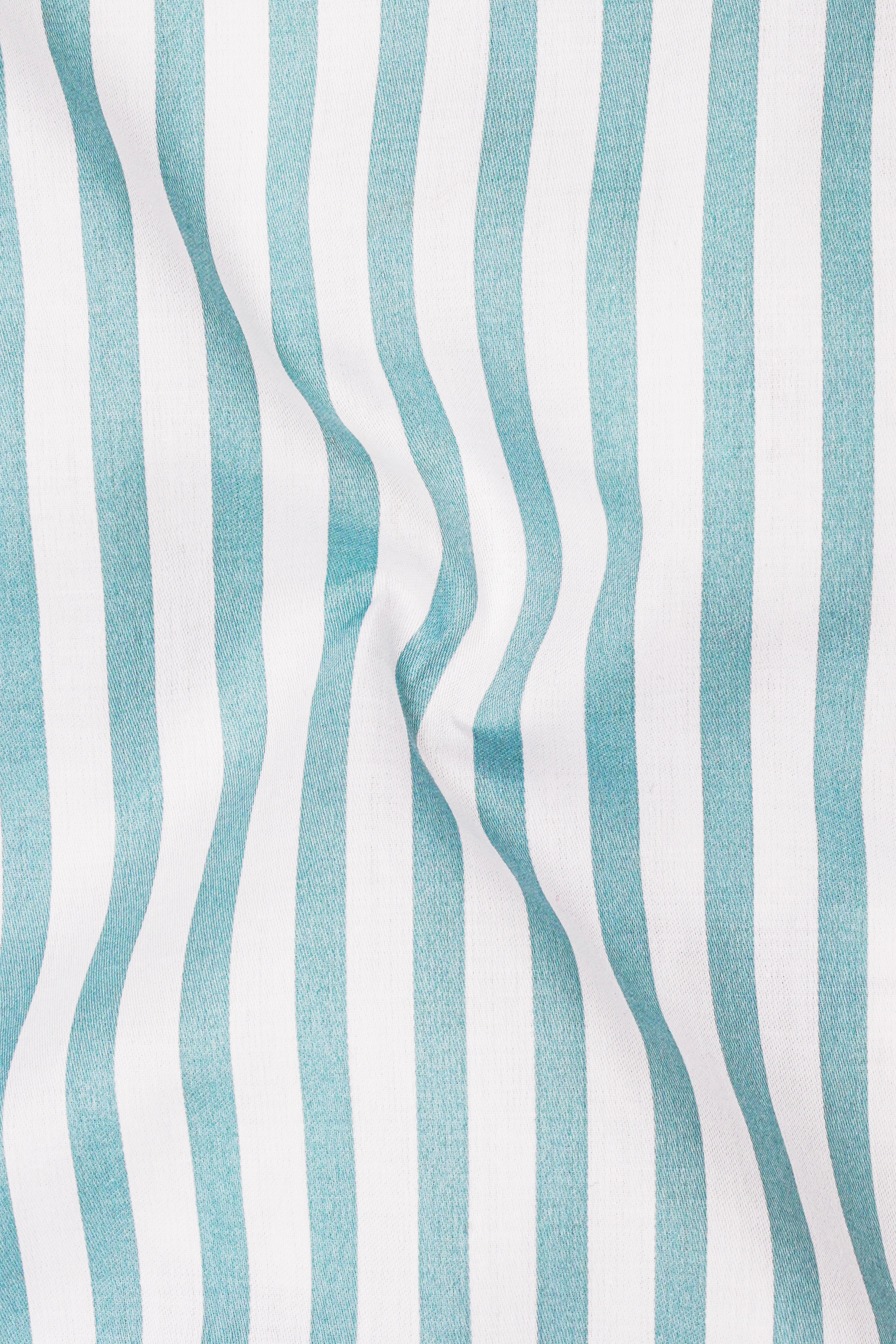 Celestio-Stream Blue And Bright White Candy Striped Super Soft Premium Cotton Dress White Cuff Collar Shirt