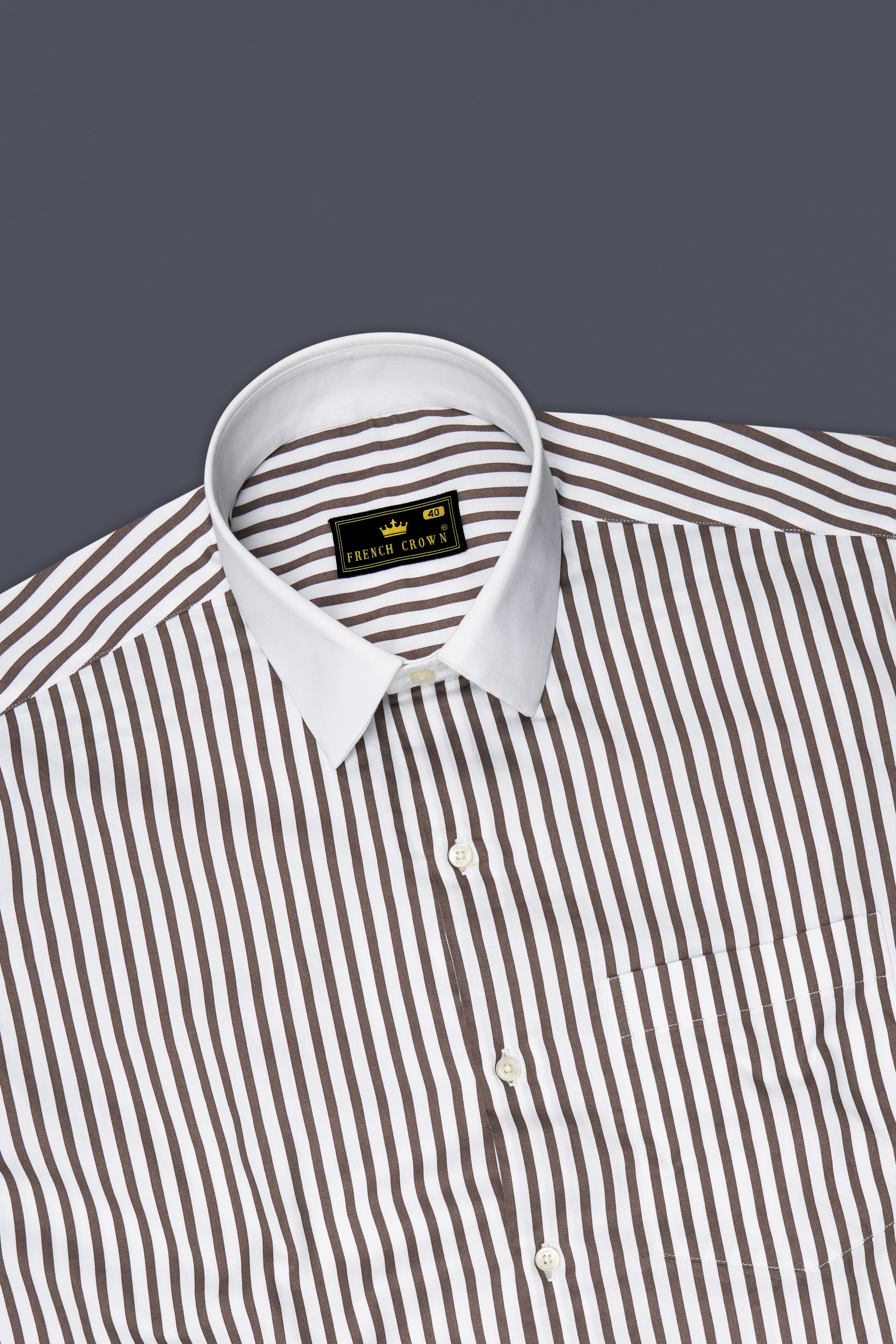 Sienna-Russett Brown And Bright White Candy Striped Super Soft Premium Cotton Dress White Cuff Collar Shirt 14526-WCC-38, 14526-WCC-H-38, 14526-WCC-39, 14526-WCC-H-39, 14526-WCC-40, 14526-WCC-H-40, 14526-WCC-42, 14526-WCC-H-42, 14526-WCC-44, 14526-WCC-H-44, 14526-WCC-46, 14526-WCC-H-46, 14526-WCC-48, 14526-WCC-H-48, 14526-WCC-50, 14526-WCC-H-50, 14526-WCC-52, 14526-WCC-H-52